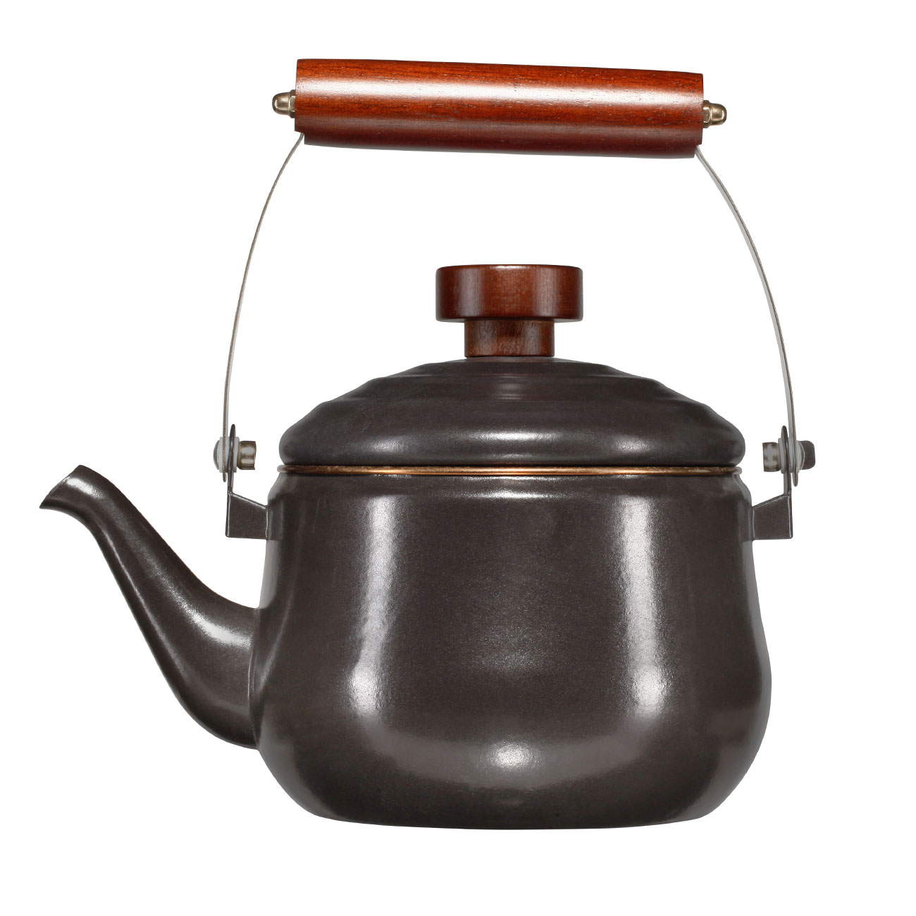 Barebones Teekanne Emaille 1,5 Liter Holzgriff dunkelgrau Bild 1