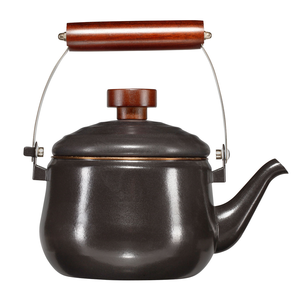 Barebones Teekanne Emaille 1,5 Liter Holzgriff dunkelgrau Bild 2