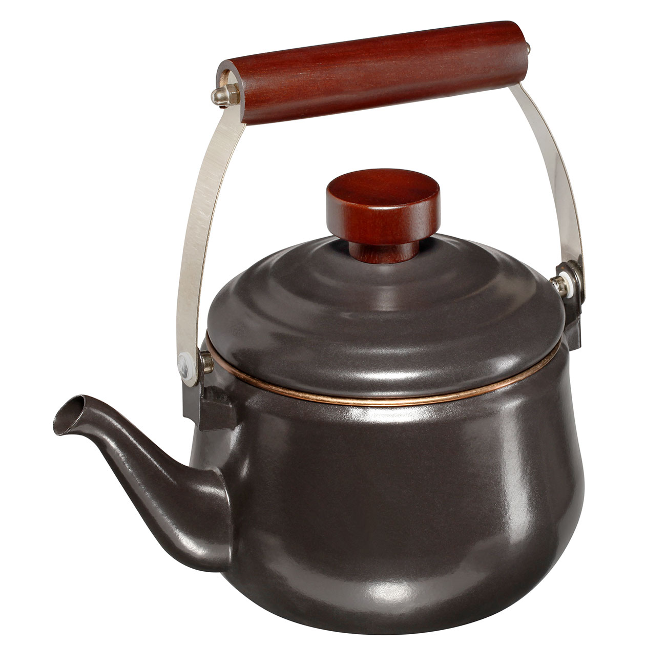 Barebones Teekanne Emaille 1,5 Liter Holzgriff dunkelgrau Bild 3