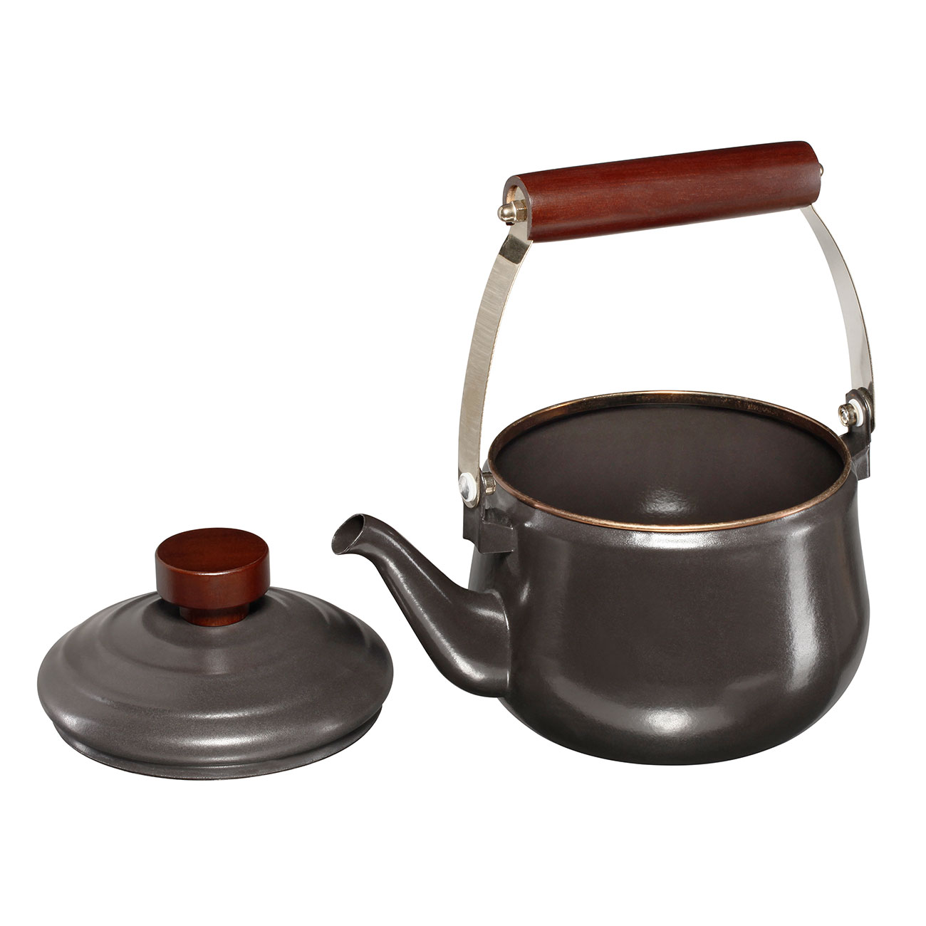 Barebones Teekanne Emaille 1,5 Liter Holzgriff dunkelgrau Bild 4