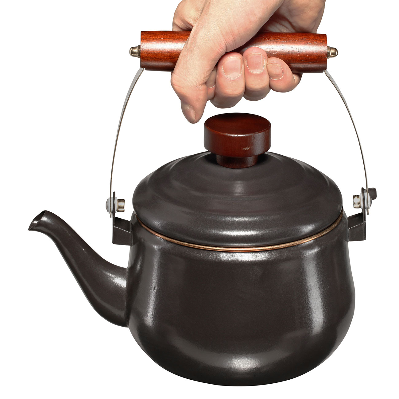 Barebones Teekanne Emaille 1,5 Liter Holzgriff dunkelgrau Bild 5
