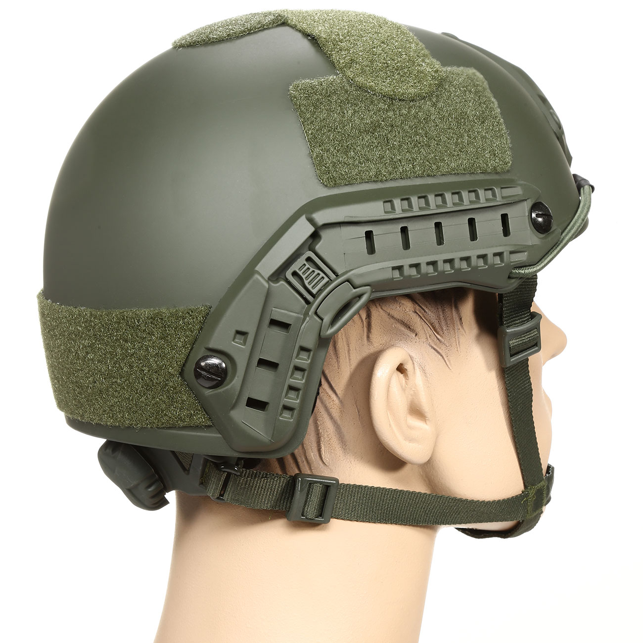 nHelmet FAST Standard Railed Airsoft Helm mit NVG Mount oliv Bild 3