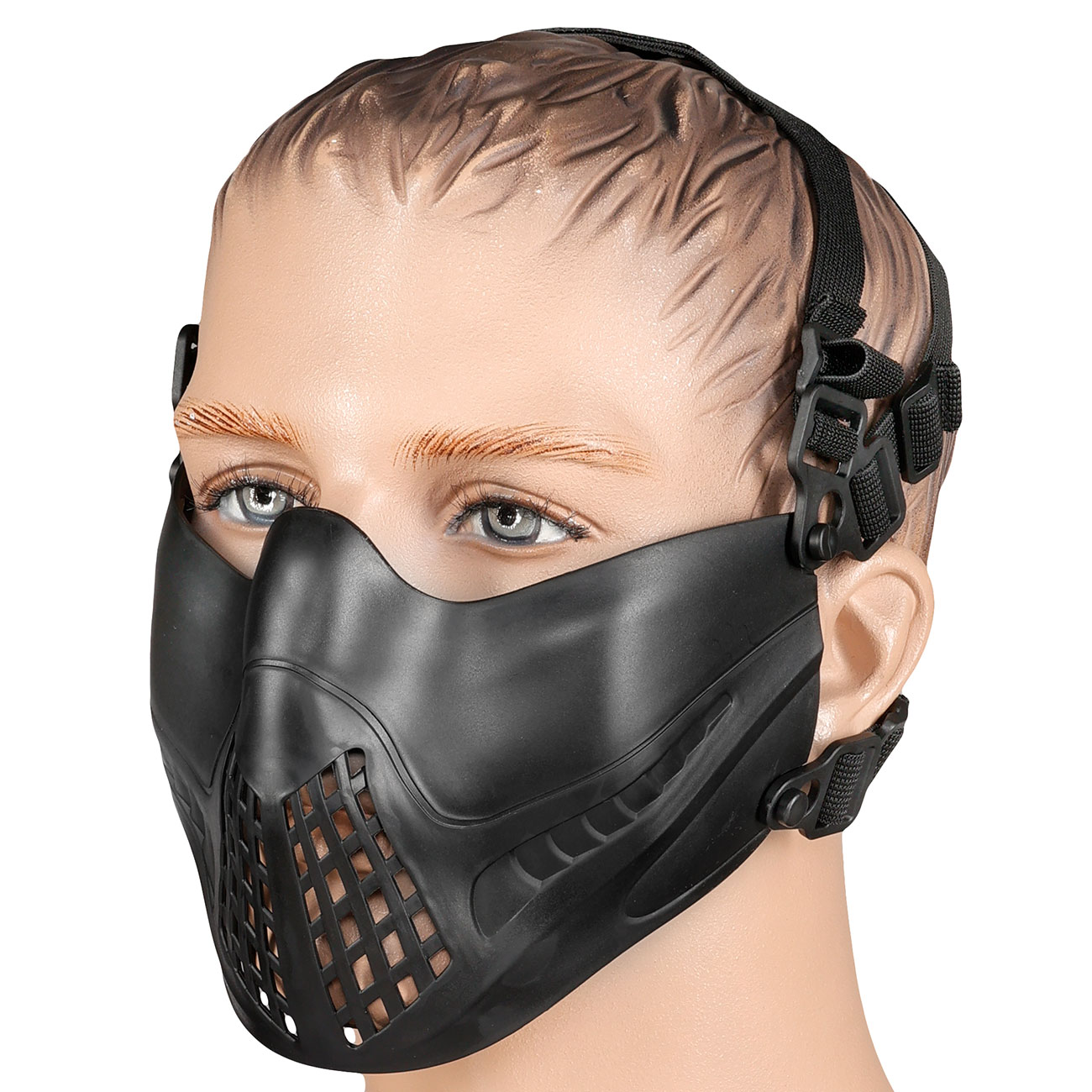 WoSport Pilot TPU-Verbundkunststoff Airsoft-Halbmaske 600 FPS schwarz
