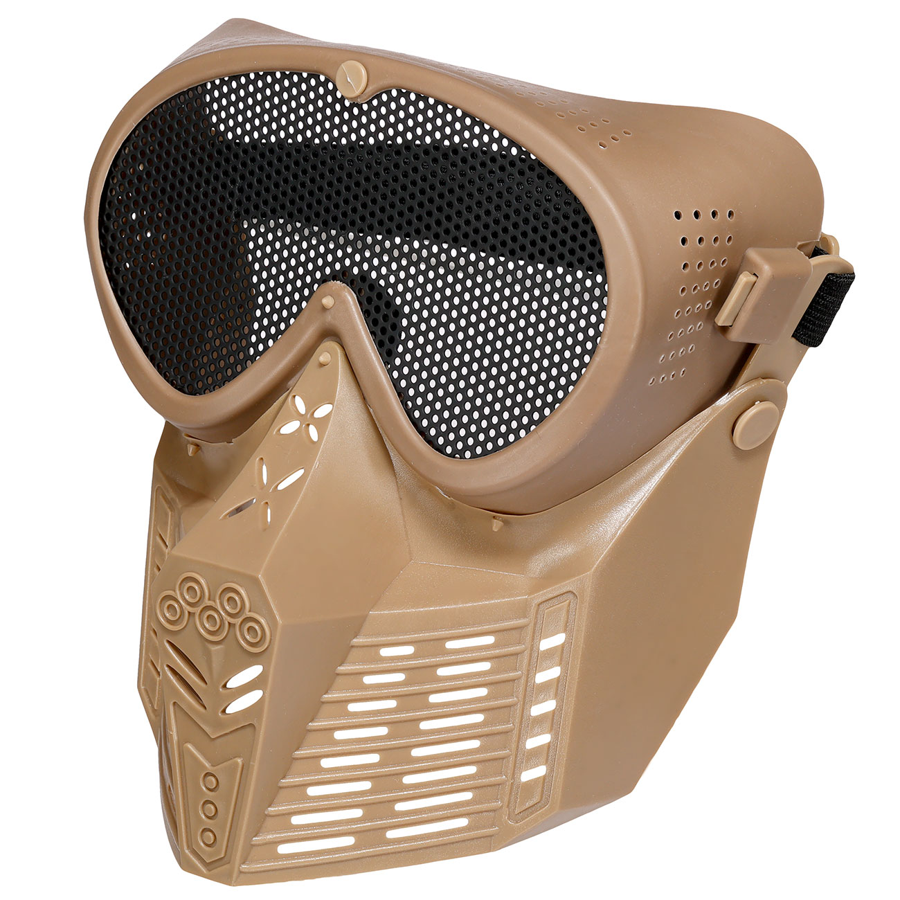 Fidragon SA-Upgrade Gittermaske mit Mundabdeckung Full Face Desert Tan
