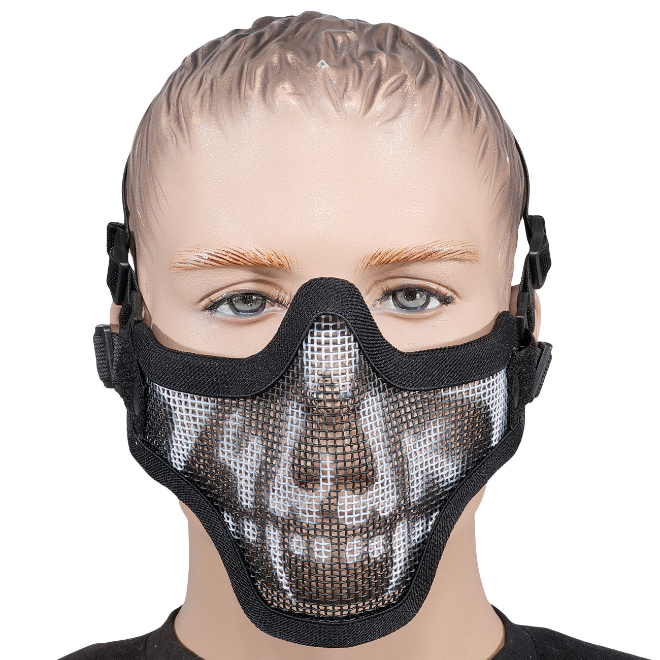 WoSport WST Scout V1 Airsoft Gittermaske Lower Face Black Skull Bild 1