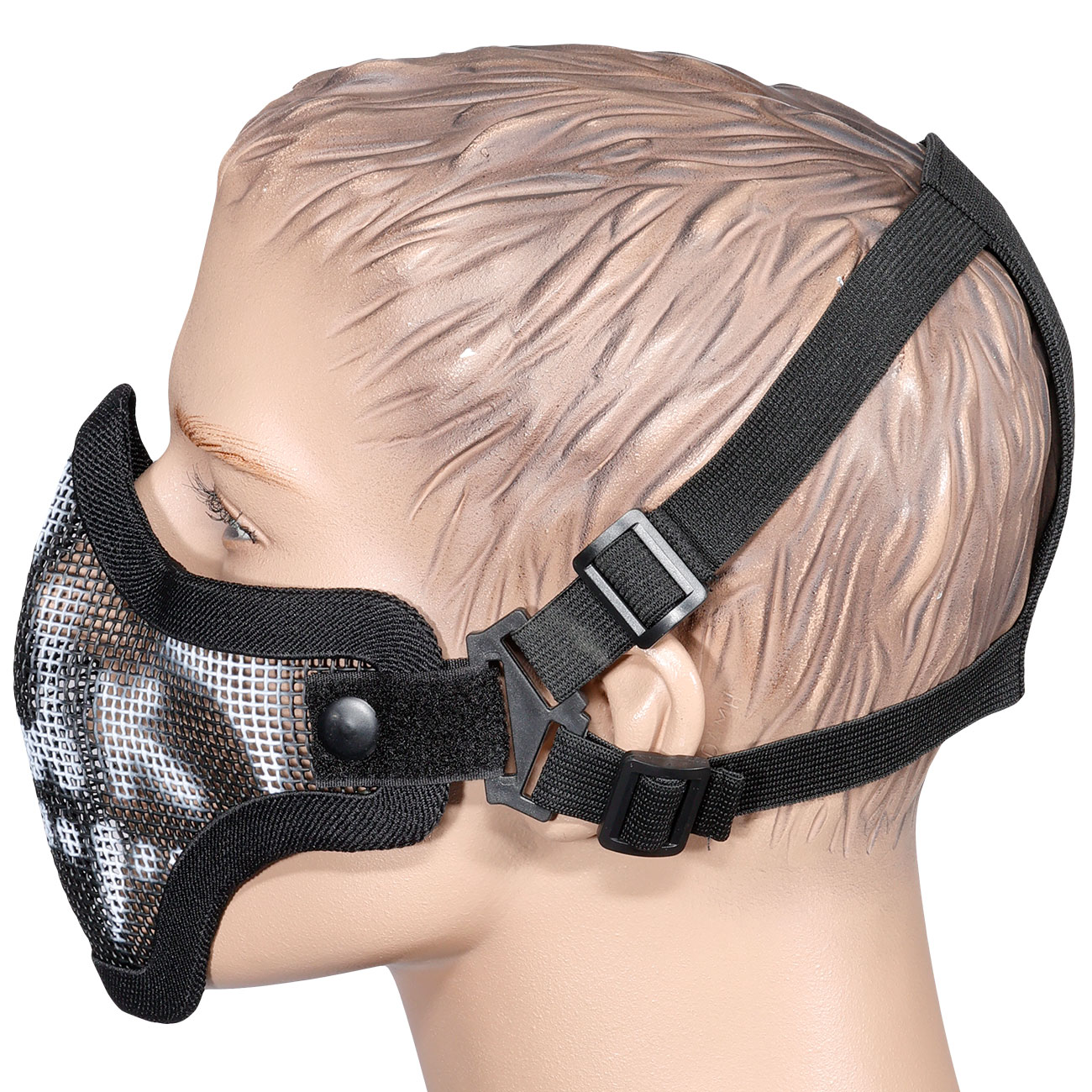 WoSport WST Scout V1 Airsoft Gittermaske Lower Face Black Skull Bild 2