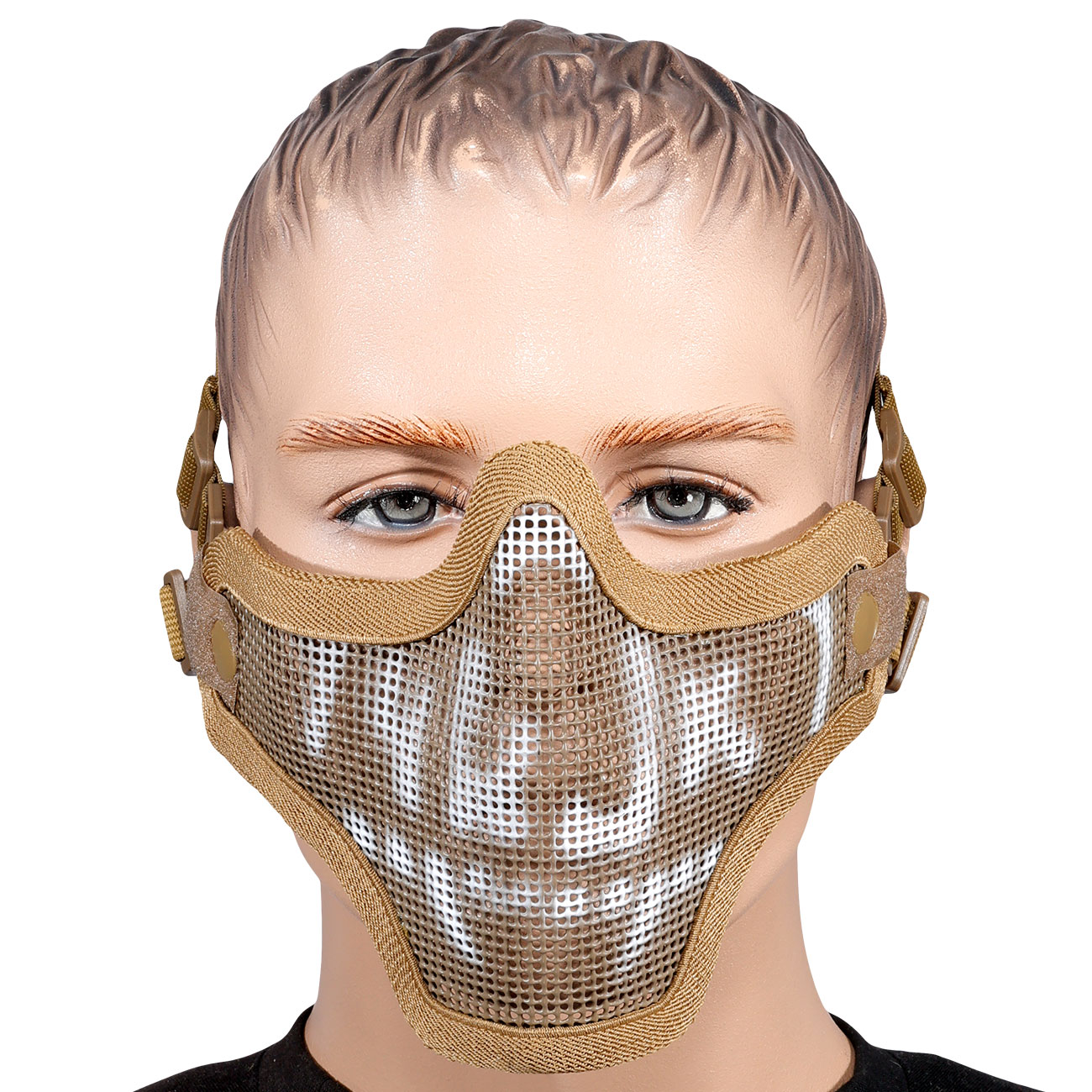WoSport WST Scout V1 Airsoft Gittermaske Lower Face Tan Skull Bild 1