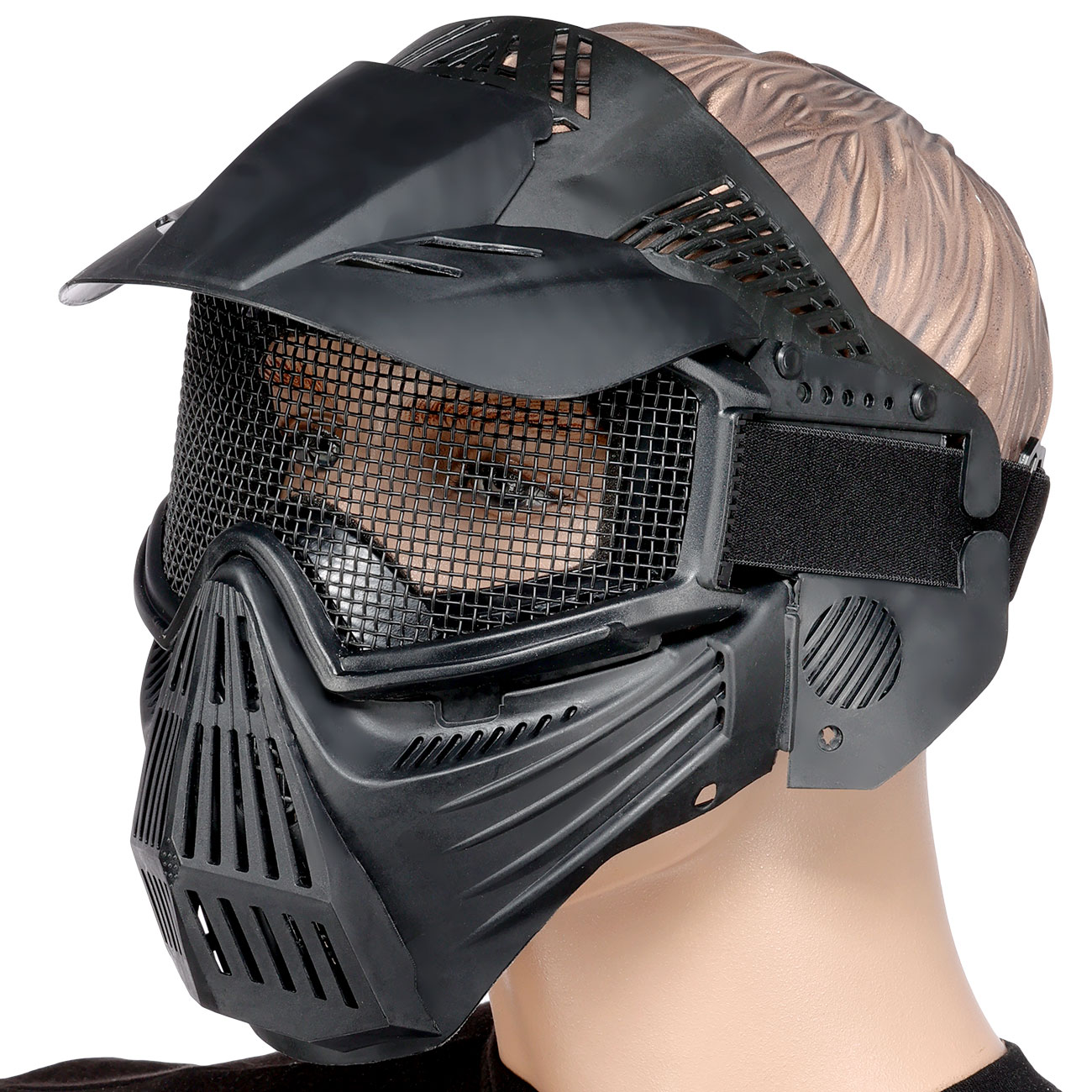 Fidragon Transformer Leader Gittermaske m. Mundabdeckung Full Face schwarz