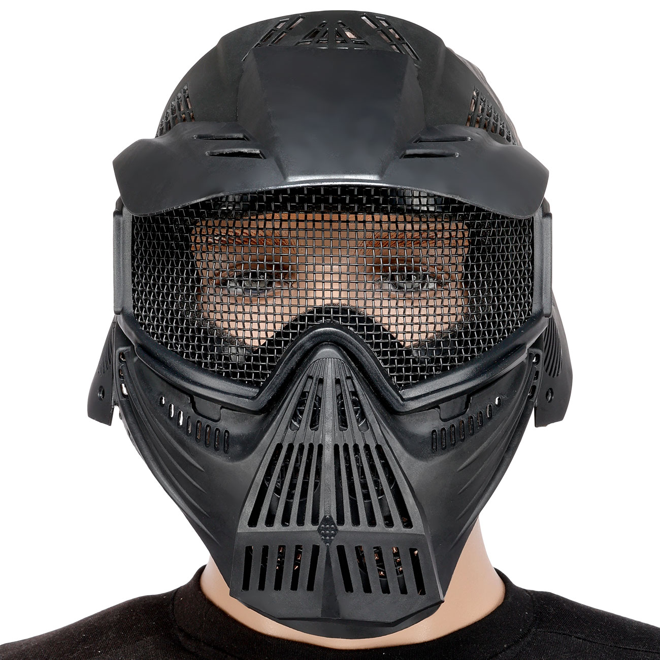 Fidragon Transformer Leader Gittermaske m. Mundabdeckung Full Face schwarz Bild 1
