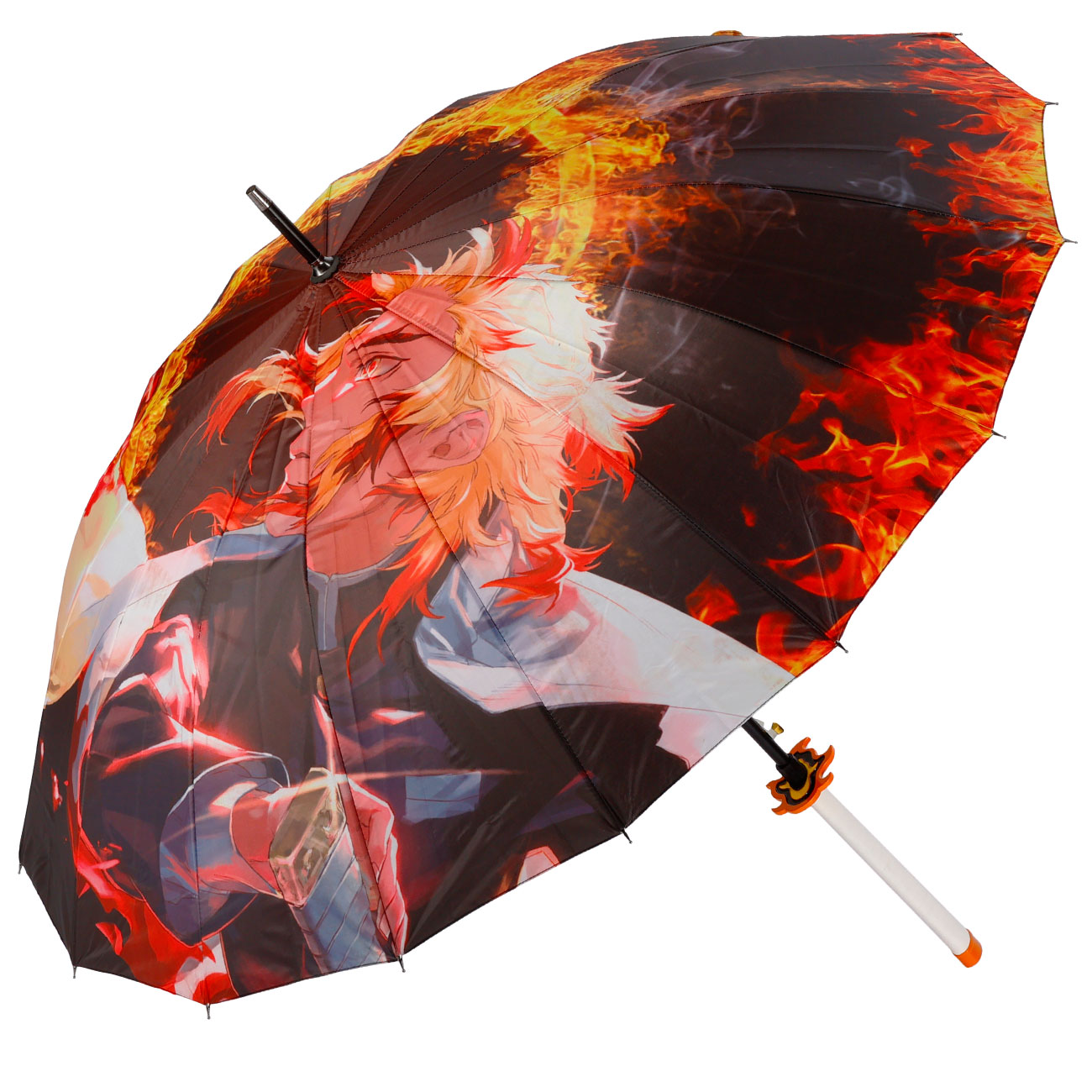 Regenschirm Katanaoptik Demon Slayer Motiv Kyoujurou orange/wei 110 cm