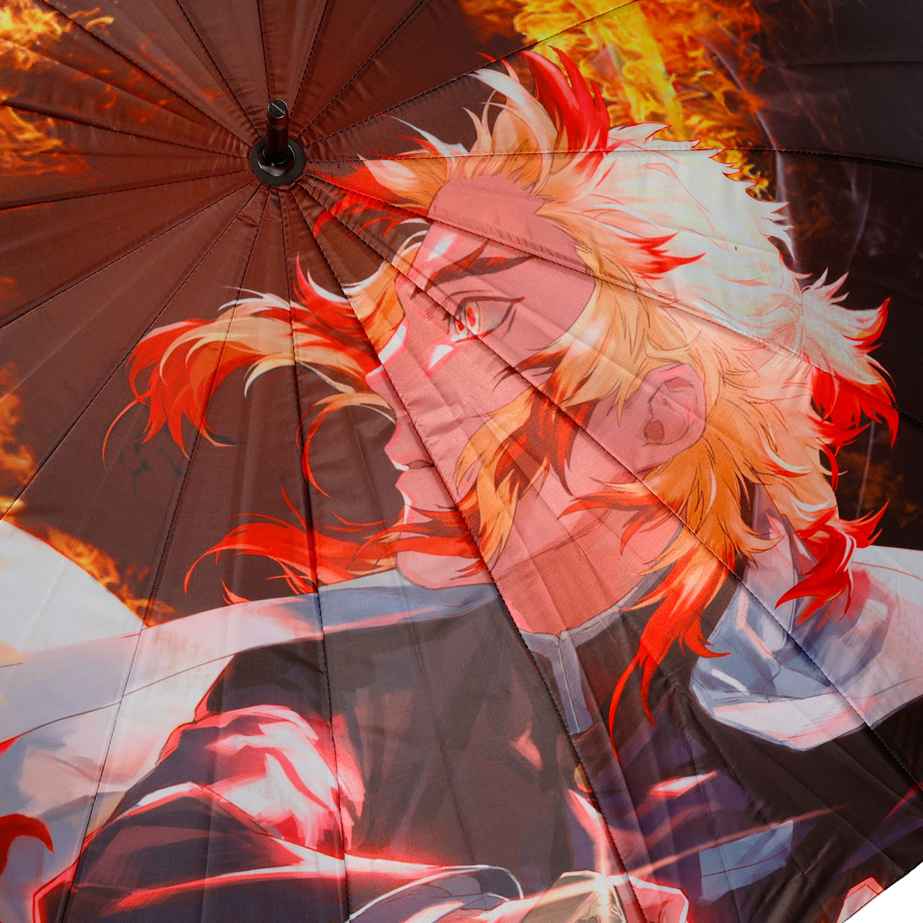 Regenschirm Katanaoptik Demon Slayer Motiv Kyoujurou orange/wei 110 cm Bild 2