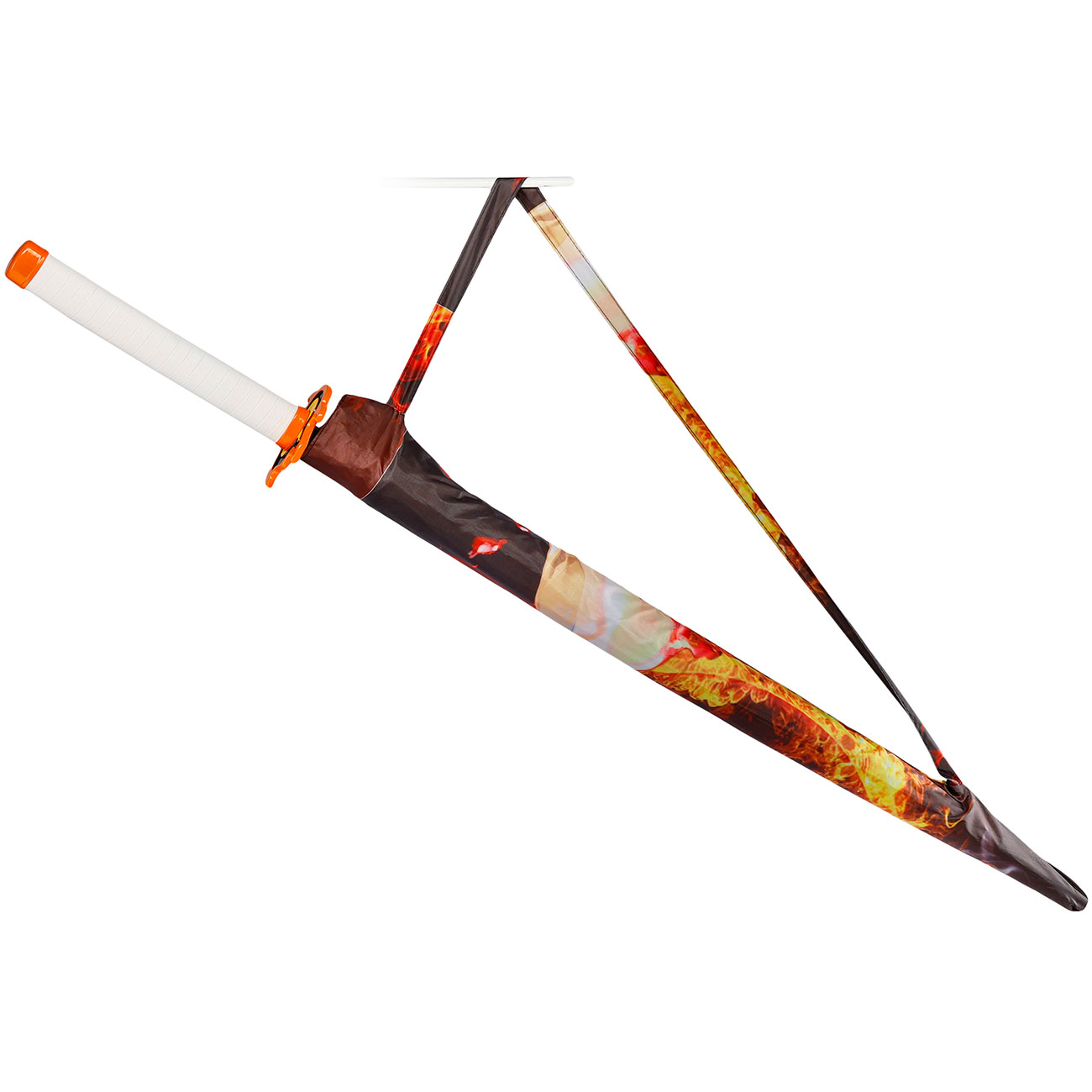 Regenschirm Katanaoptik Demon Slayer Motiv Kyoujurou orange/wei 110 cm Bild 4