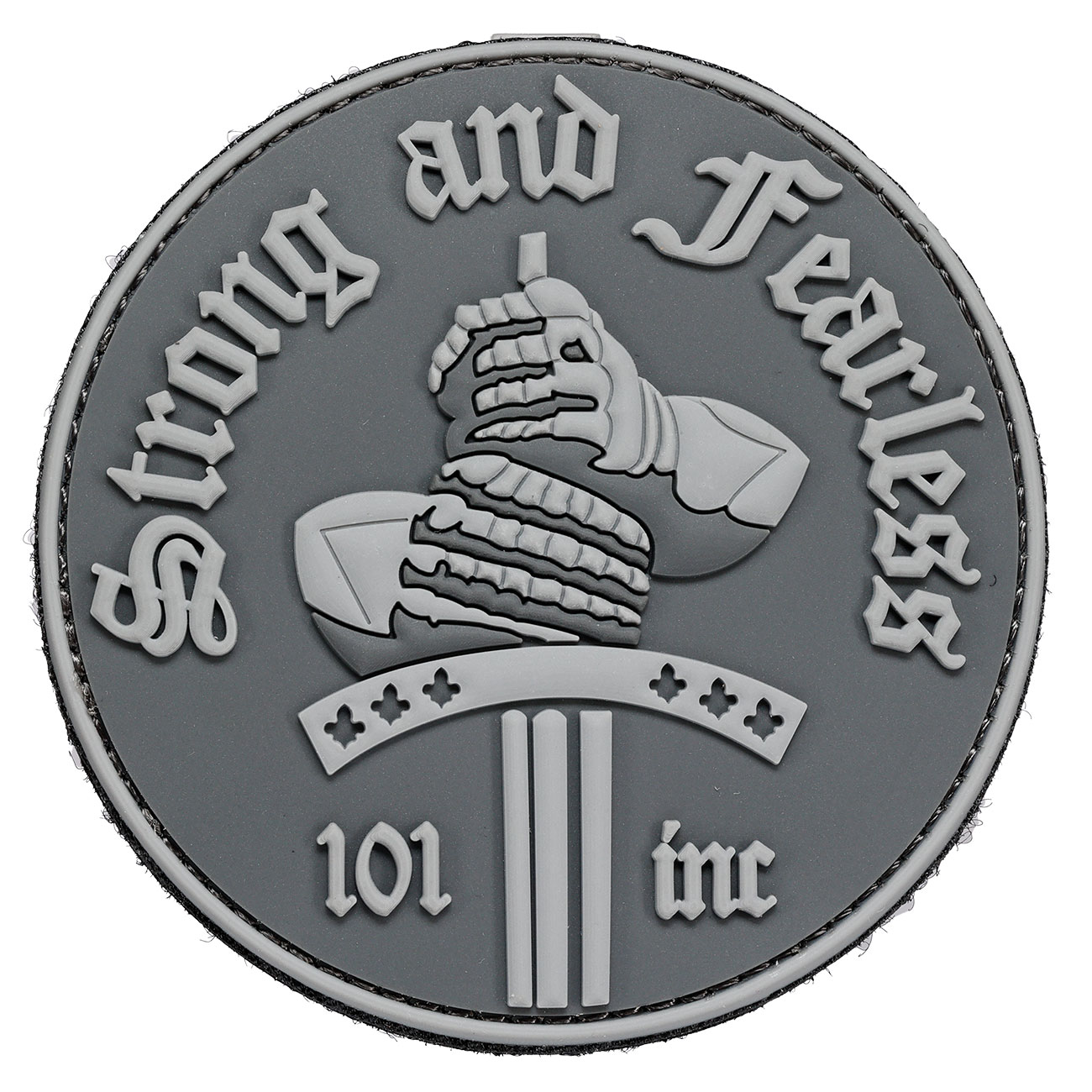 3D Rubber Patch mit Klettflche Strong and Fearless grau