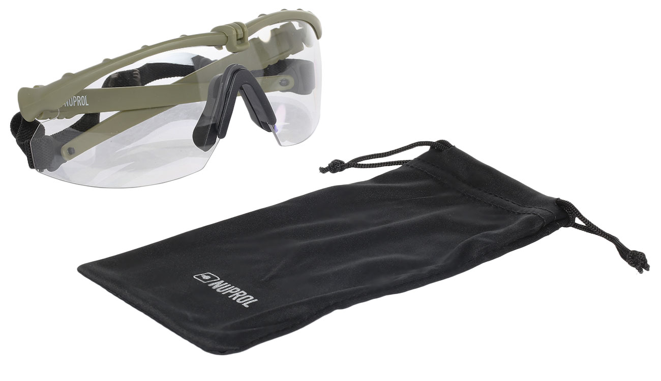 Nuprol Battle Pro Protective Airsoft Schutzbrille oliv / klar Bild 3