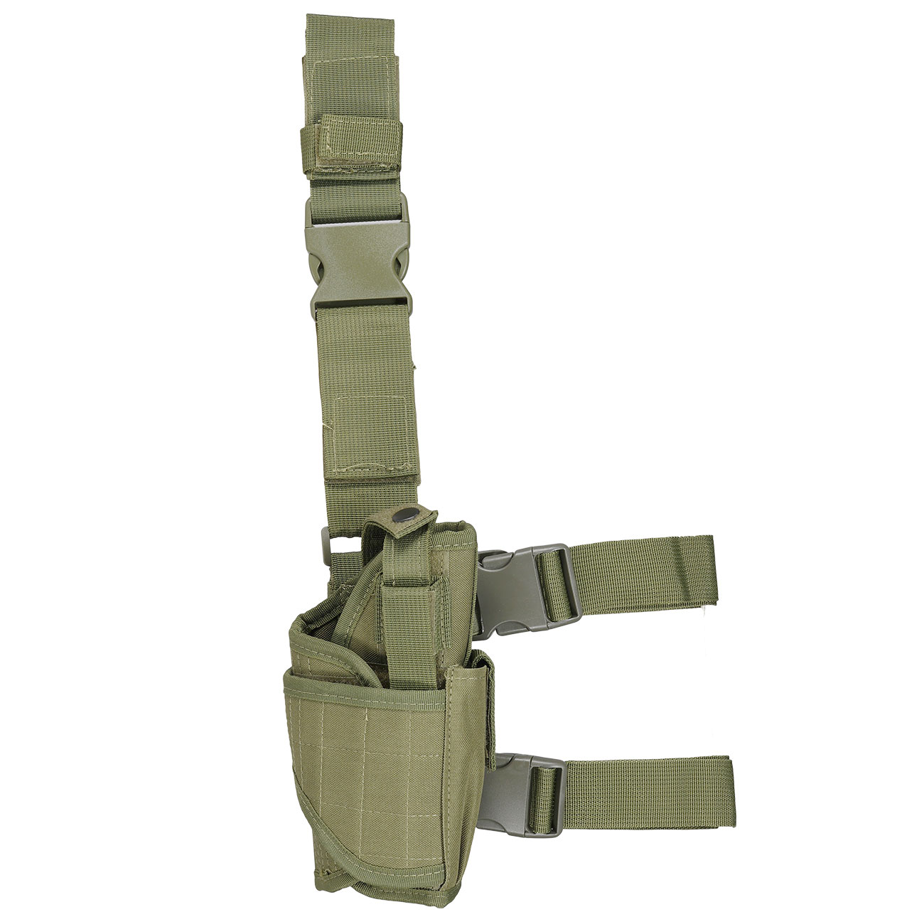 WoSport Universal Tactical Beinholster fr Pistole und Ersatzmagazin Nylon-Fabric rechts oliv
