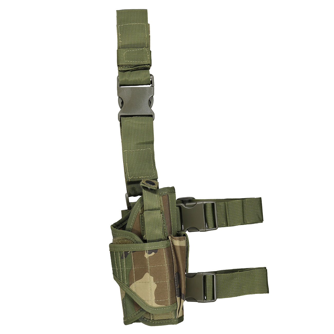 WoSport Universal Tactical Beinholster fr Pistole und Ersatzmagazin Nylon-Fabric rechts woodland