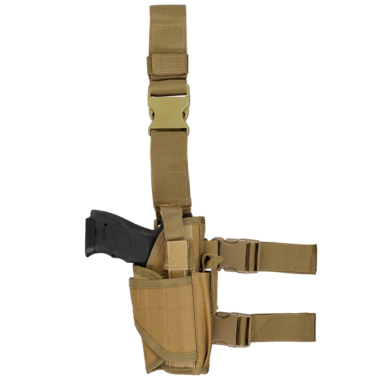 WoSport Universal Tactical Beinholster fr Pistole und Ersatzmagazin Nylon-Fabric rechts tan Bild 2