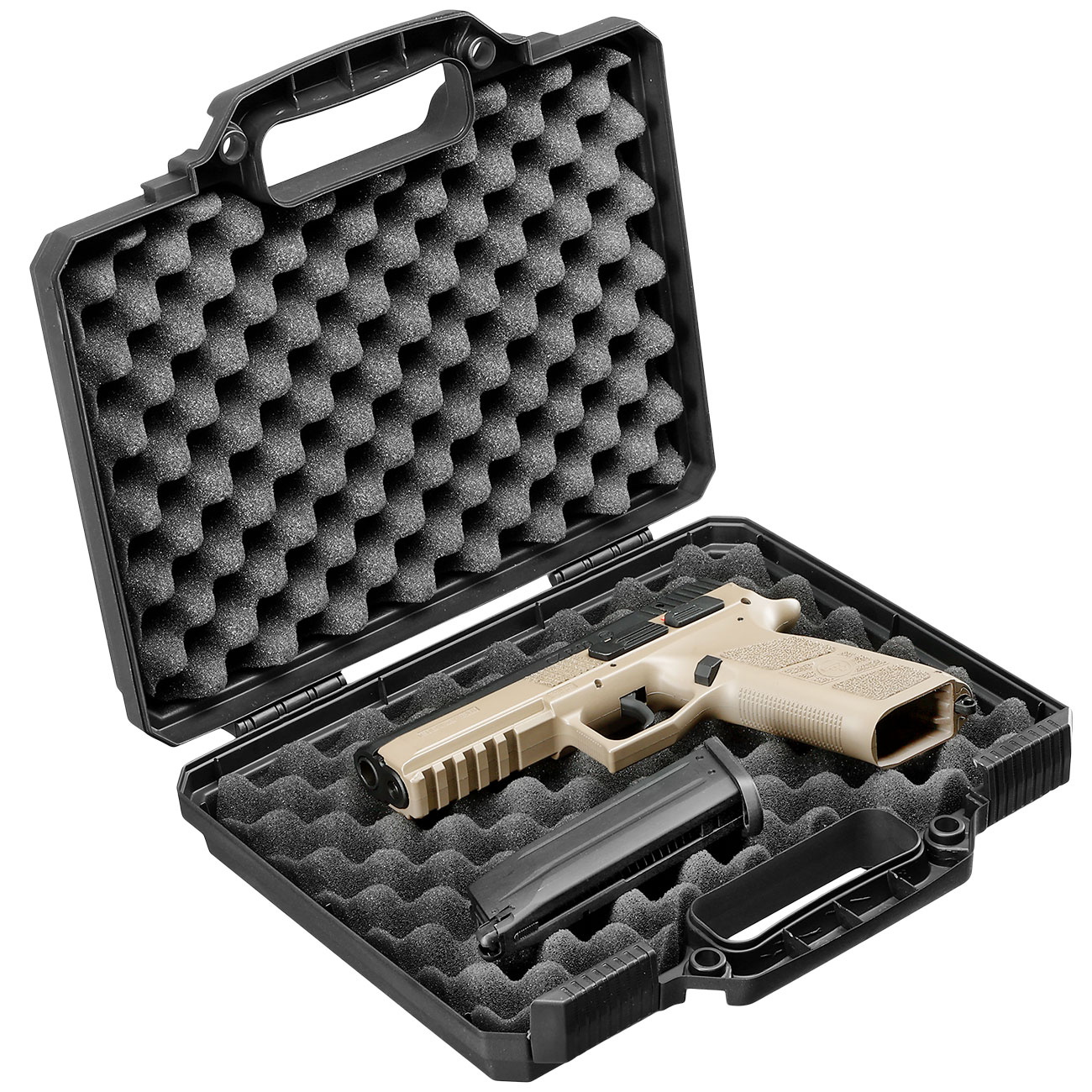 MAX Tactical Pistol Hard Case Pistolenkoffer 30 x 26 x 8,8 cm Waben-Schaumstoff schwarz Bild 6