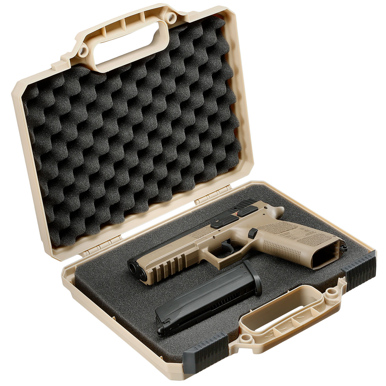 MAX Tactical Pistol Hard Case Pistolenkoffer 30 x 26 x 8,8 cm Waben-Schaumstoff tan Bild 6