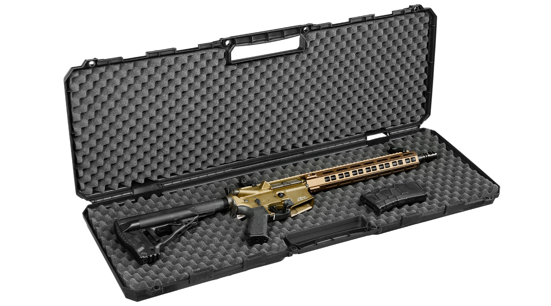 MAX Tactical Hard Case Waffenkoffer 100 x 35 x 10 cm Waben-Schaumstoff schwarz Bild 5