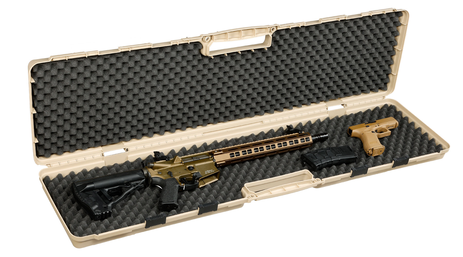MAX Tactical Hard Case Waffenkoffer 120 x 33 x 11,5 cm Waben-Schaumstoff tan Bild 5