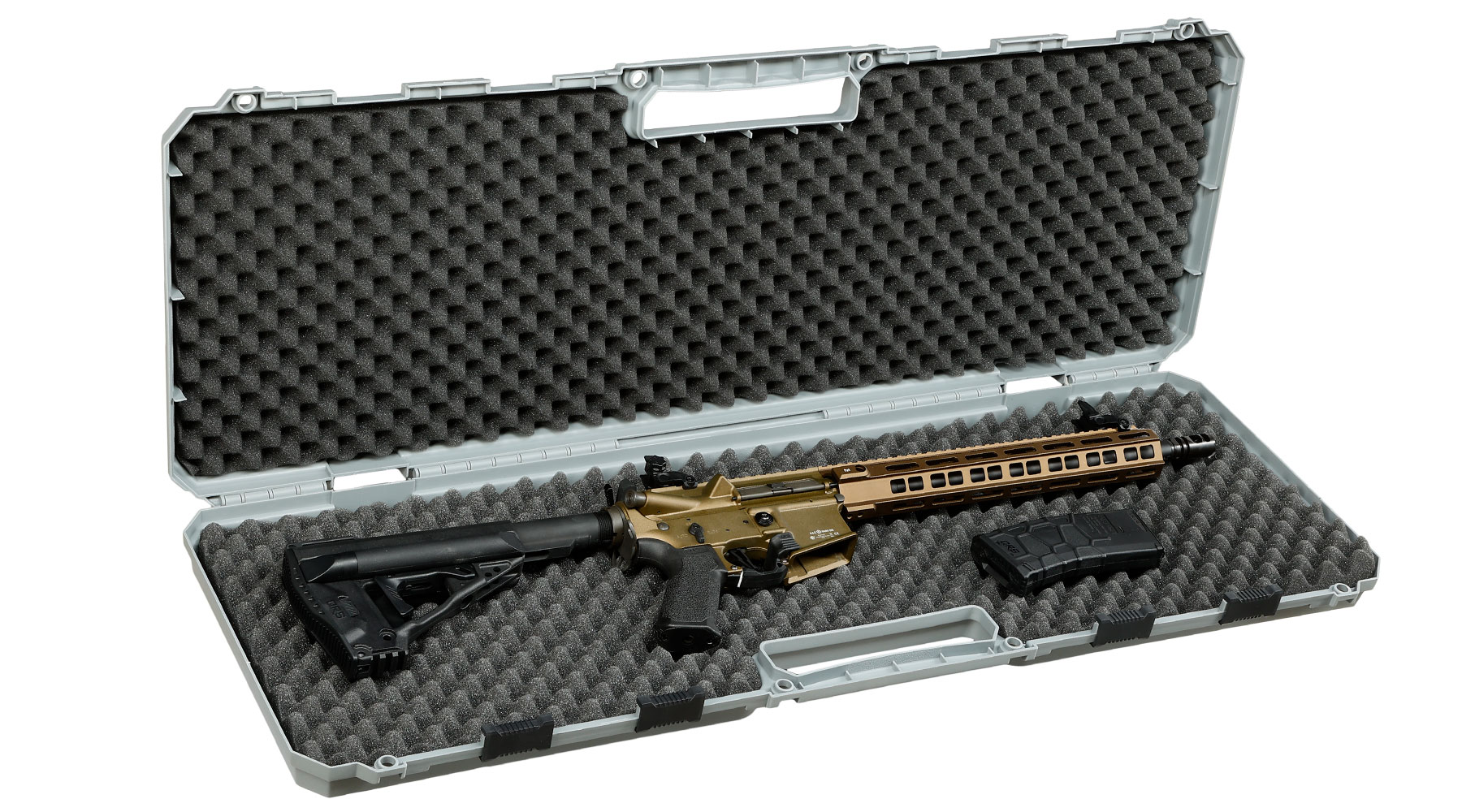 MAX Tactical Hard Case Waffenkoffer 100 x 35 x 10 cm Waben-Schaumstoff grau Bild 5