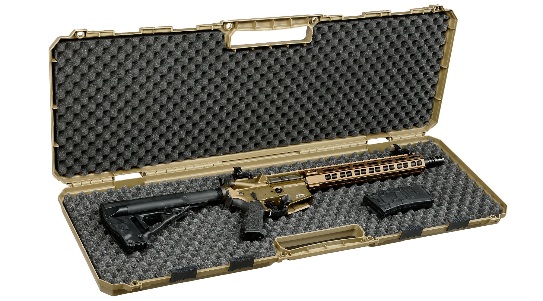 MAX Tactical Hard Case Waffenkoffer 100 x 35 x 10 cm Waben-Schaumstoff oliv Bild 5