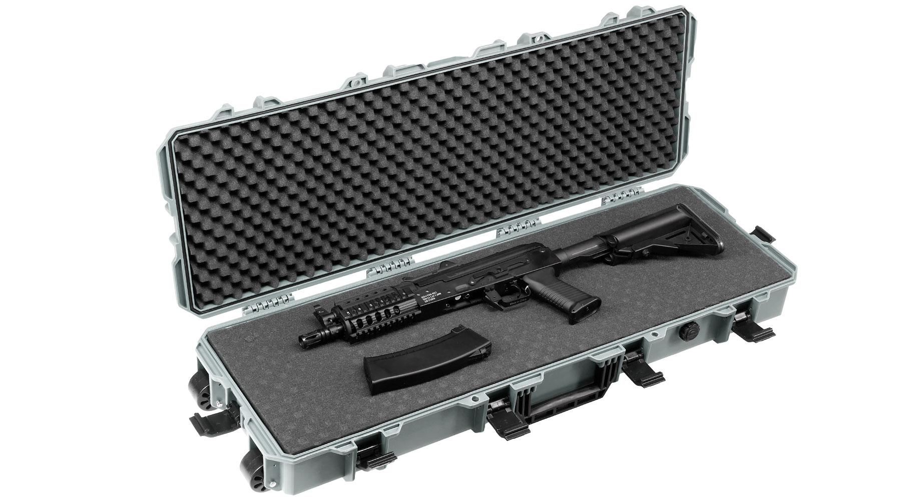 MAX Tactical Large Hard Case Waffenkoffer / Trolley 102 x 36,5 x 14,5 cm PnP-Schaumstoff grau Bild 4