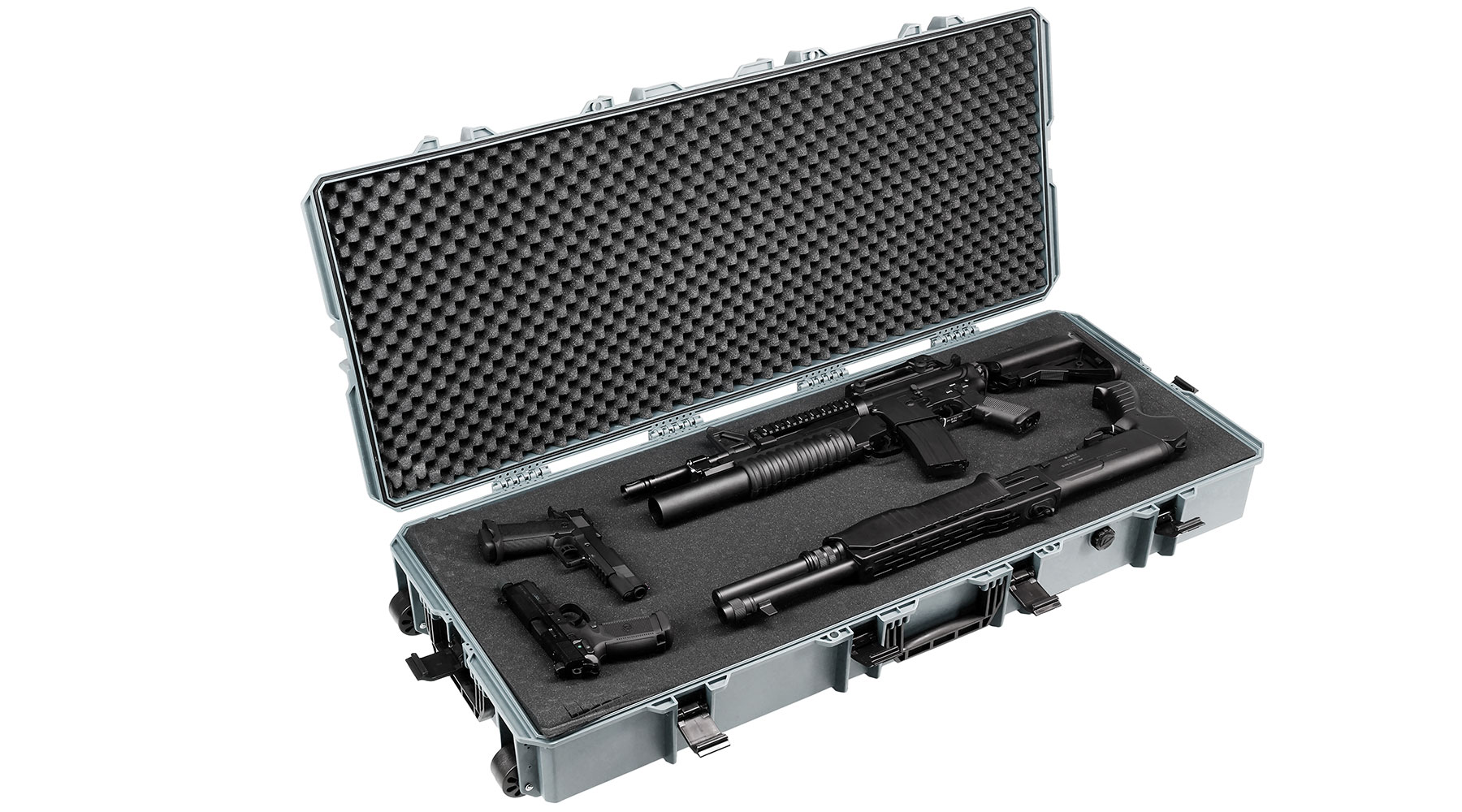 MAX Tactical XX-Large Hard Case Waffenkoffer / Trolley 122 x 51 x 18,5 cm PnP-Schaumstoff grau Bild 4