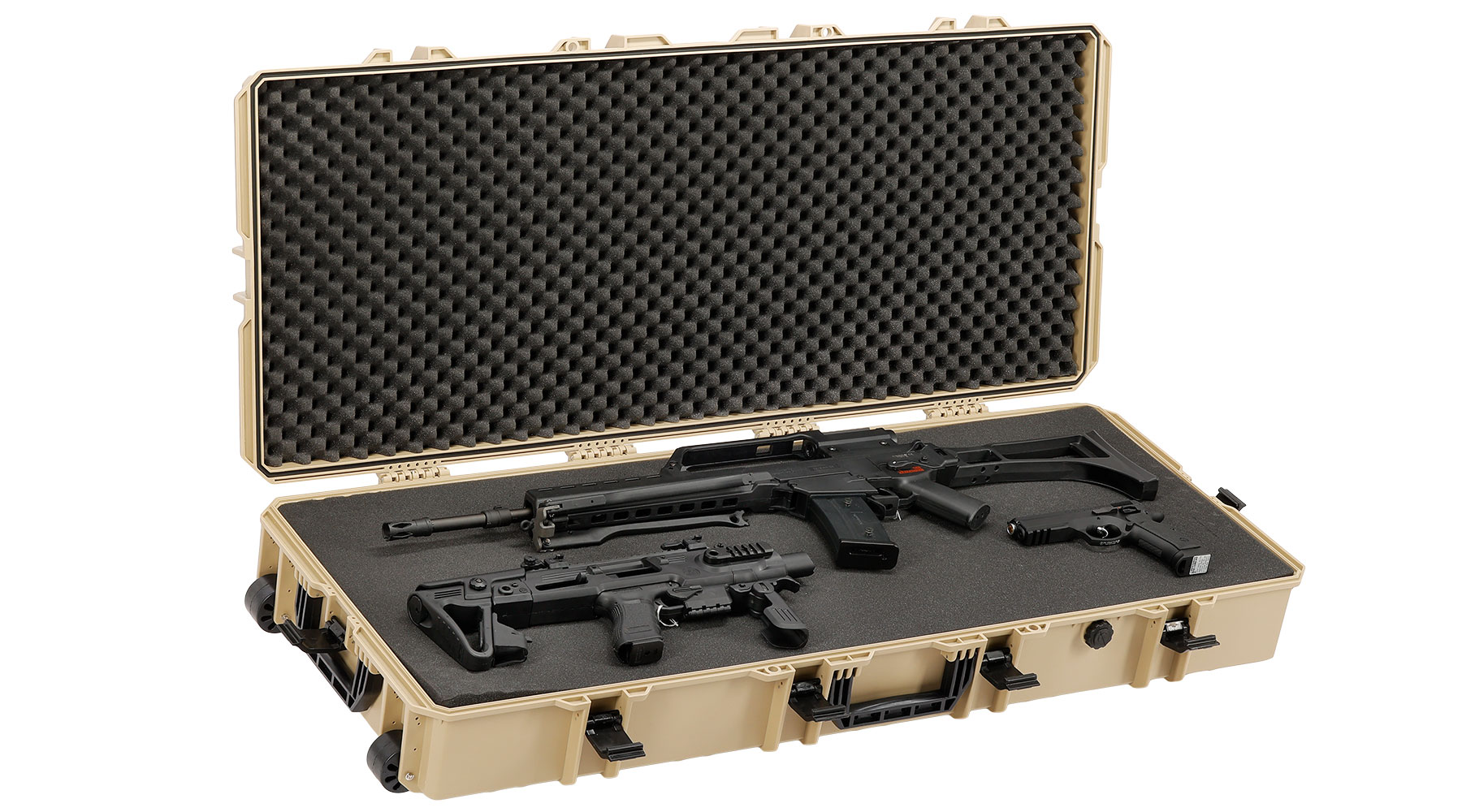 MAX Tactical XX-Large Hard Case Waffenkoffer / Trolley 122 x 51 x 18,5 cm PnP-Schaumstoff tan Bild 4