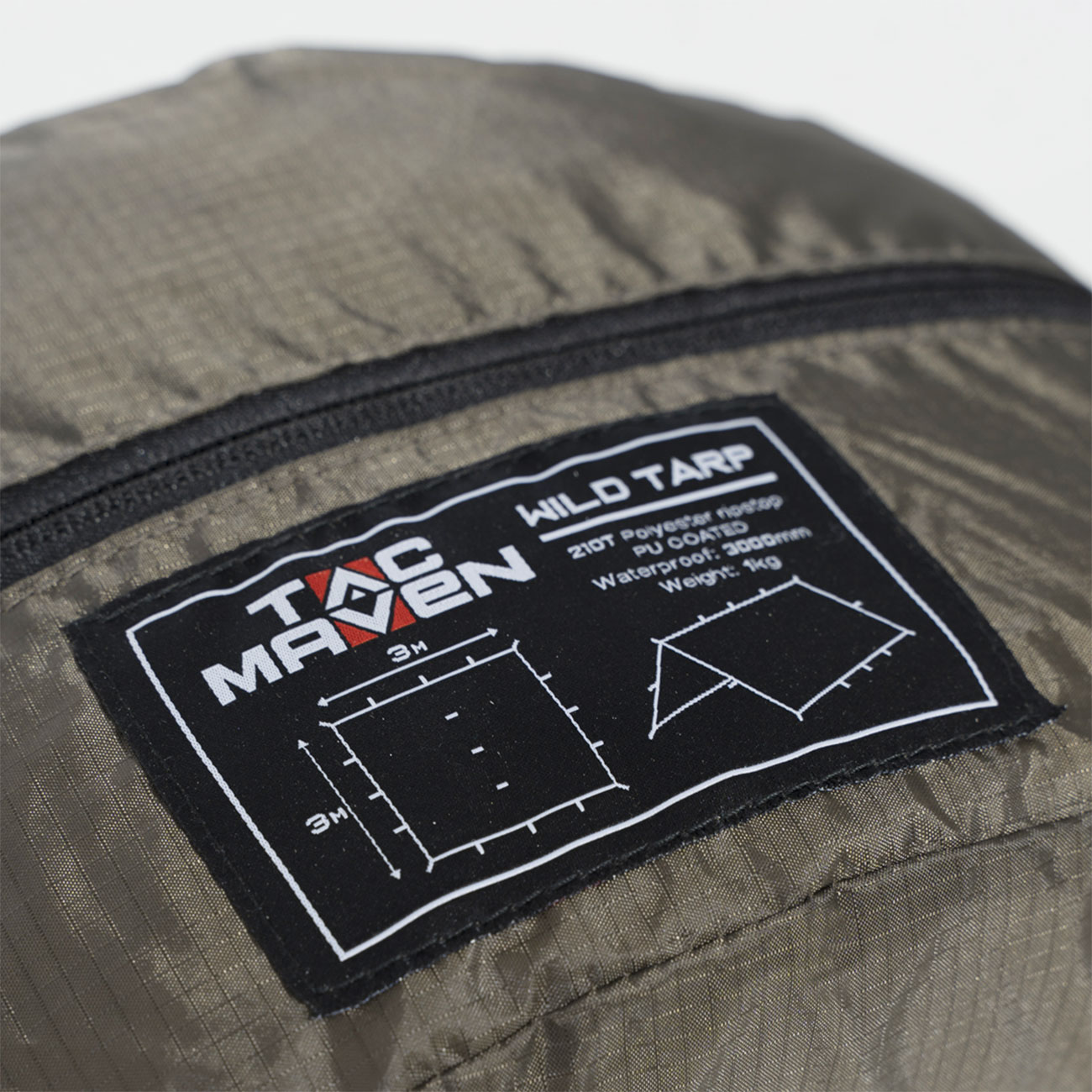 Tac Maven Mehrzweckplane Wild Tarp 300 x 300 cm RAL7013 inkl. Heringe, Schnre und Transportbeutel Bild 2