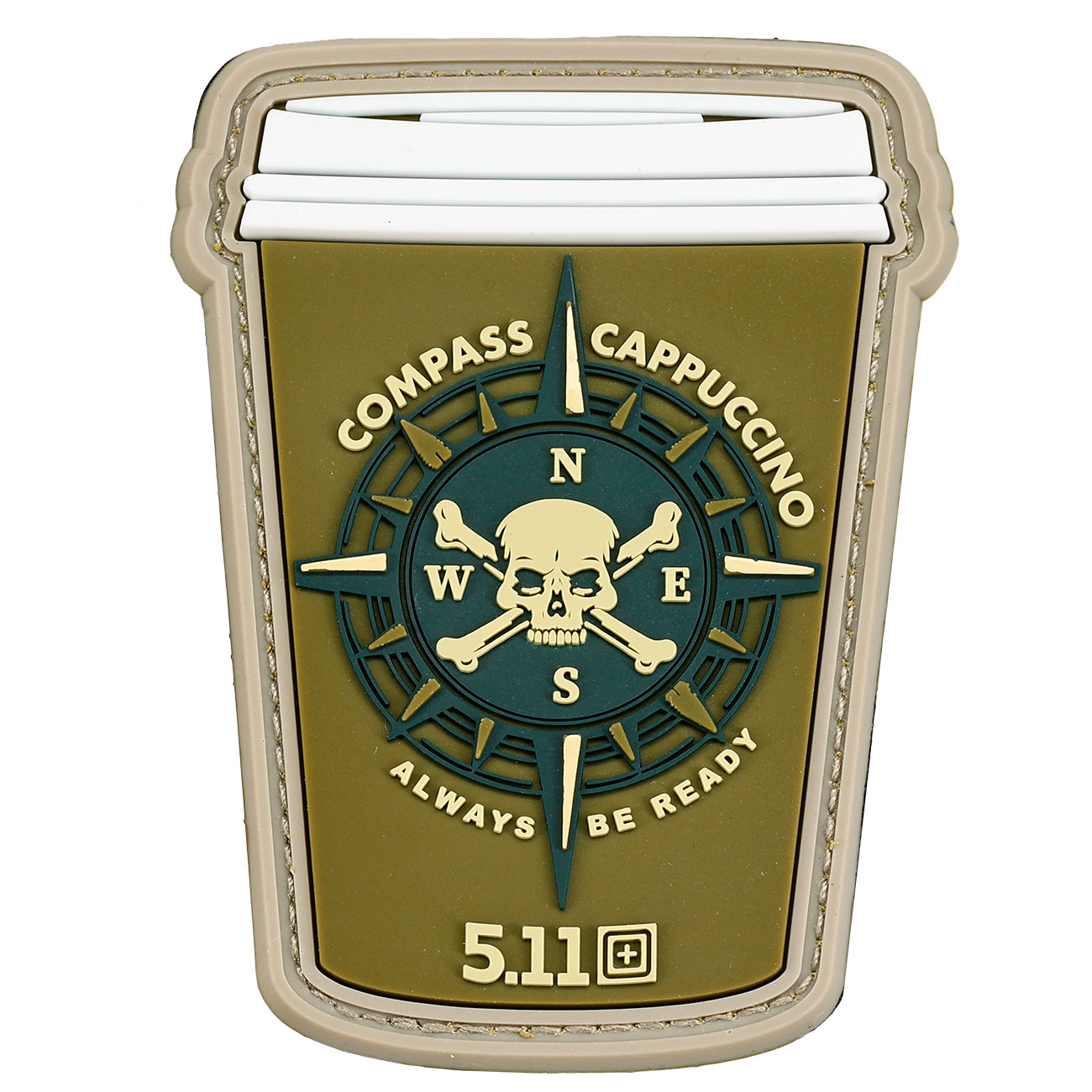 5.11 3D Rubber Patch mit Klettflche Compass Cappuccino fullcolor
