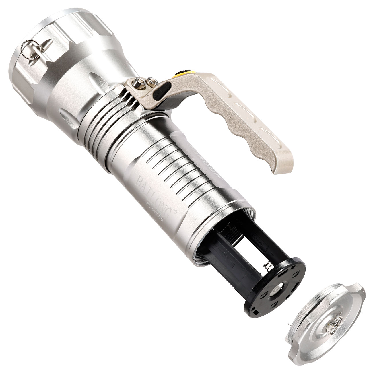 Bailong LED-Taschenlampe BL-677-T6 800 Lumen silber inkl. Ladegerte, Li-Ionen-Akkus & Schultergurt Bild 5