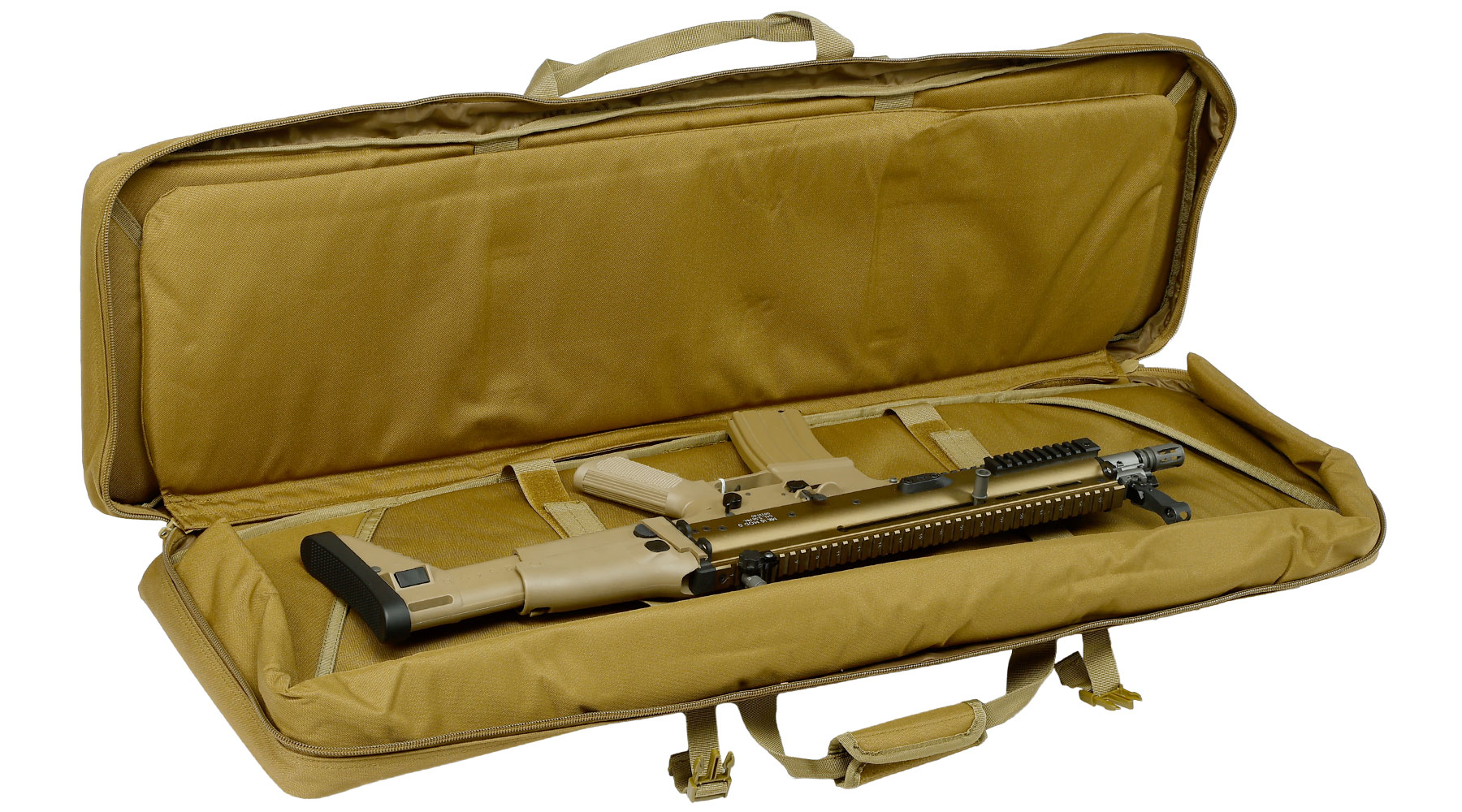 MAX Tactical 108 cm Heavy Duty Deluxe Double Soft Rifle Bag / Gewehr-Futteral f. zwei Gewehre mit Zubehr tan Bild 4