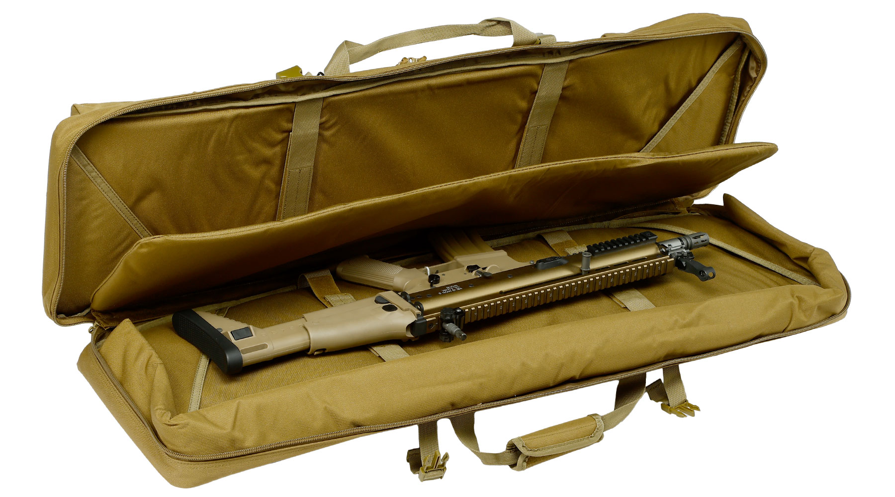 MAX Tactical 108 cm Heavy Duty Deluxe Double Soft Rifle Bag / Gewehr-Futteral f. zwei Gewehre mit Zubehr tan Bild 5