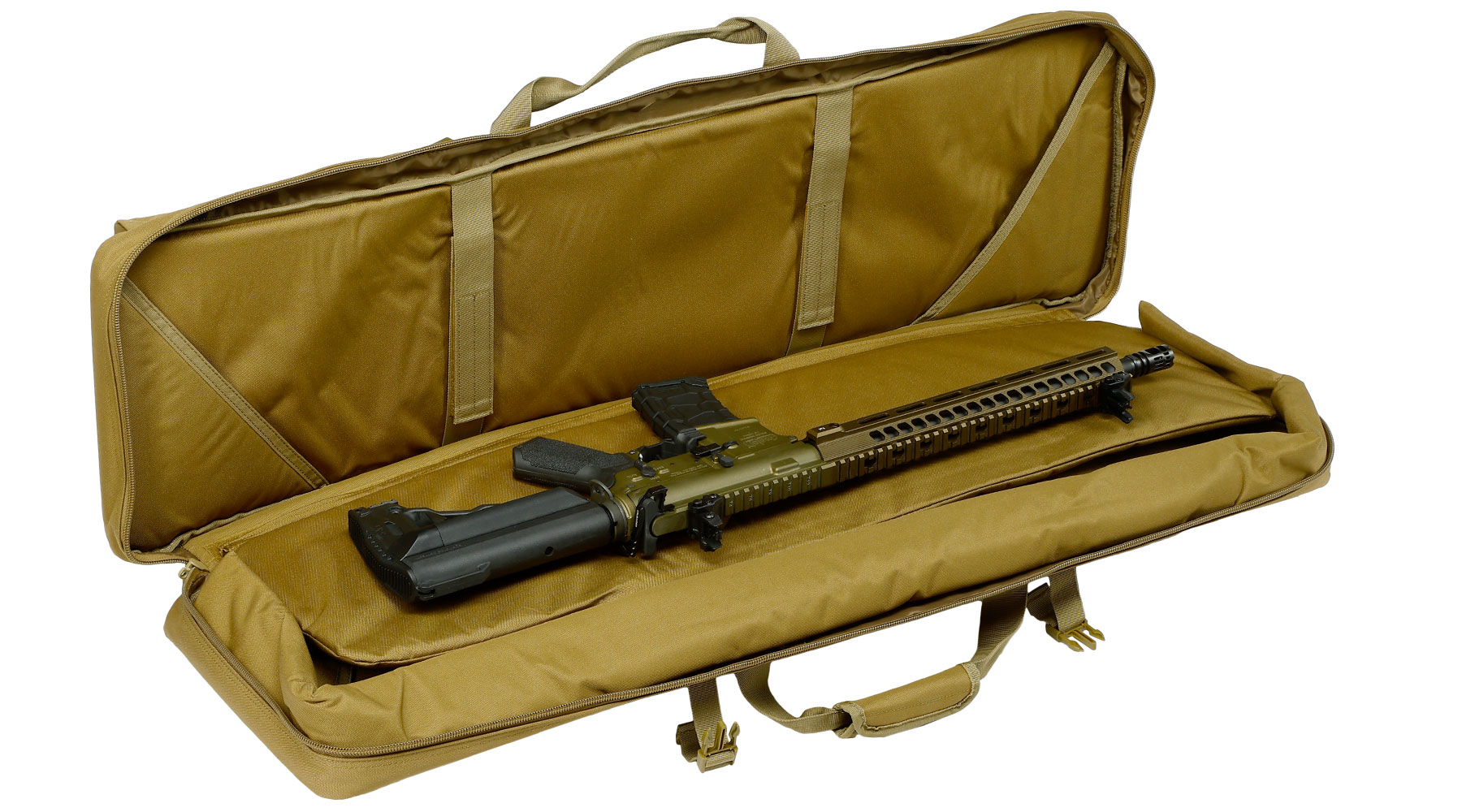 MAX Tactical 108 cm Heavy Duty Deluxe Double Soft Rifle Bag / Gewehr-Futteral f. zwei Gewehre mit Zubehr tan Bild 6