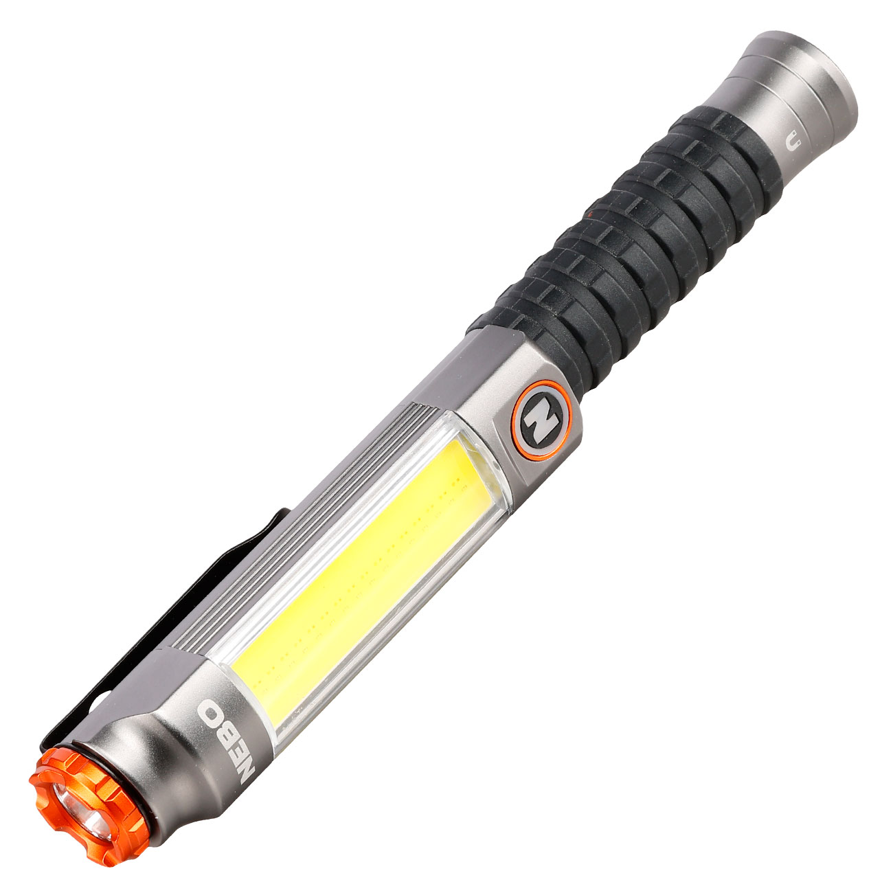 Nebo LED-Taschenlampe mit COB Big Larry 3 600 Lumen grau/schwarz inkl. Grtelclip