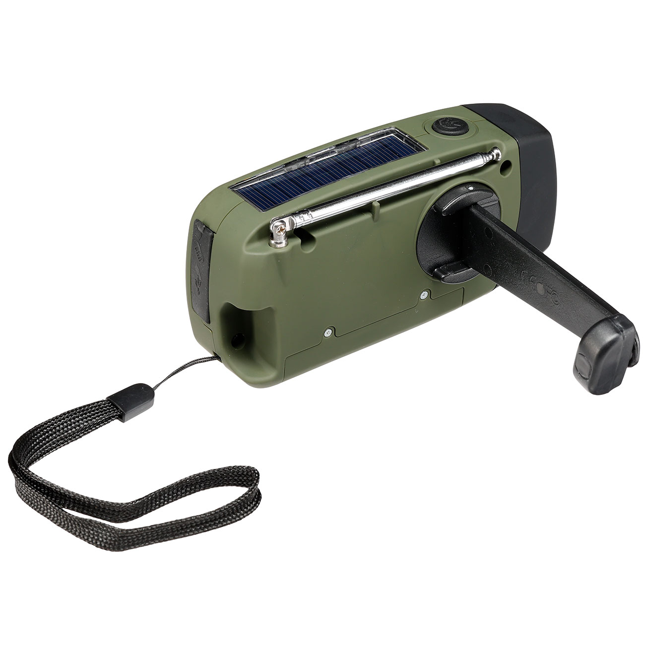Fosco Emergency Kurbelradio oliv/schwarz FM, AM, SOS-Alarm, Powerbank, Solar und LED-Licht Bild 2