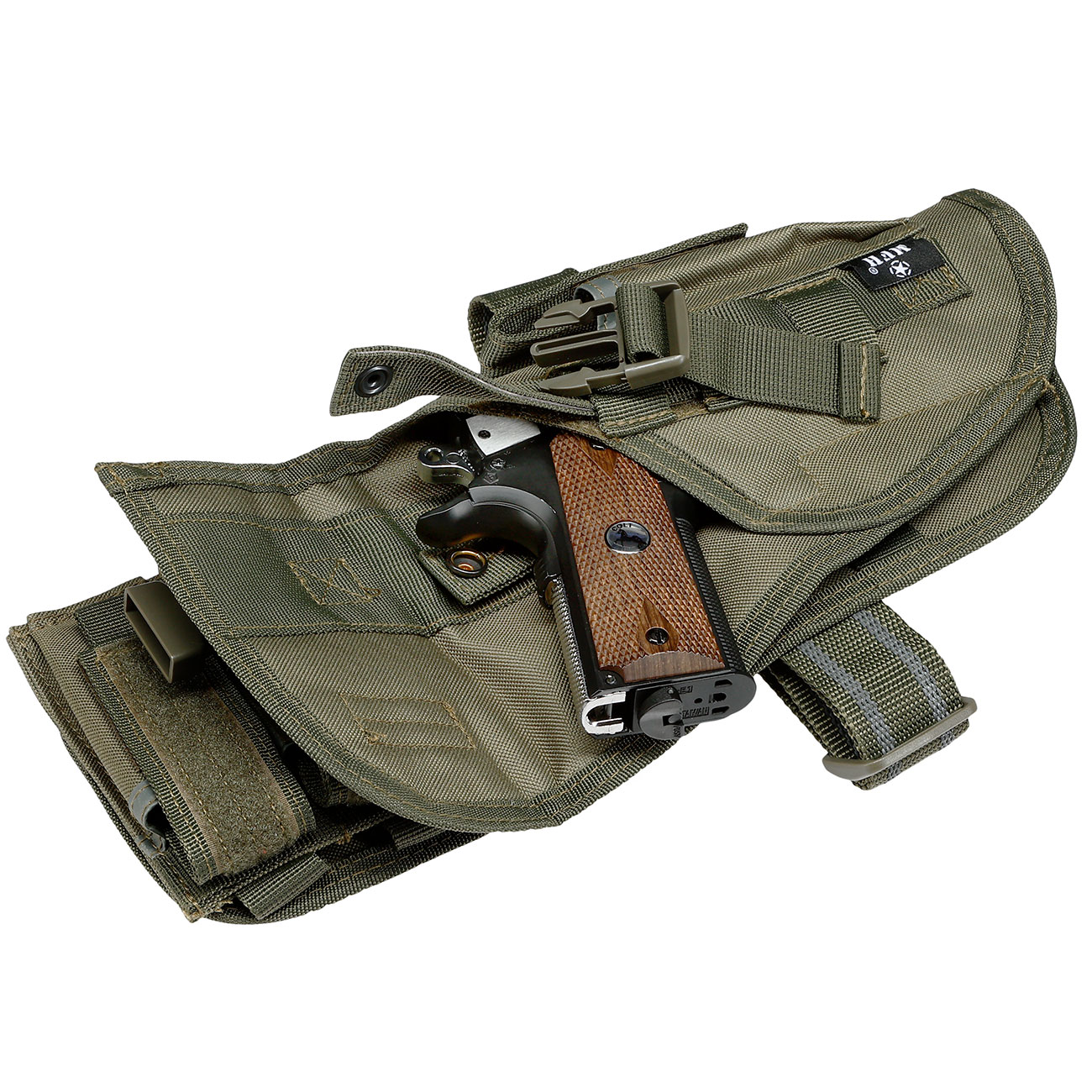 MFH Pistolenbeinholster Tactical oliv mit Bein- und Grtelbefestigung rechts Bild 2