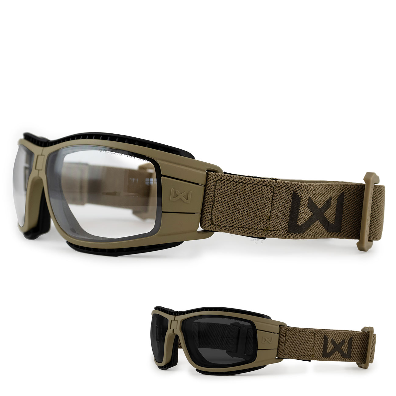 Wiley X Brille Lynx matt tan Glser grau inkl. Wechselglser klar, Brillenetui & Facial Cavity Dichtung