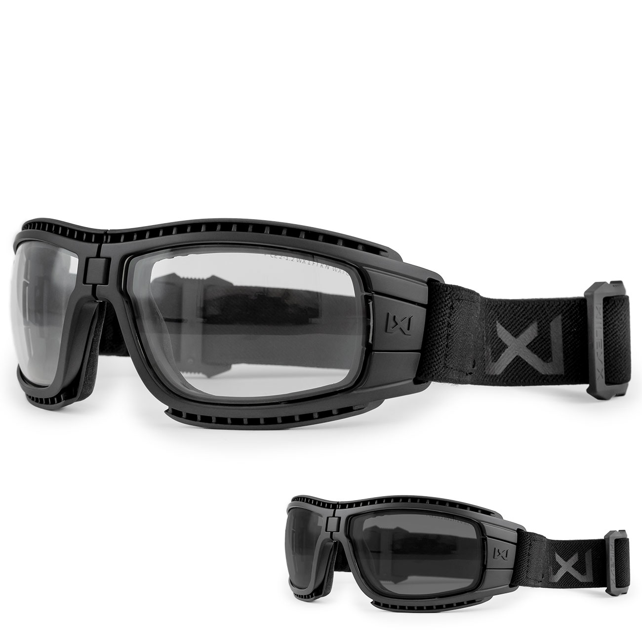 Wiley X Brille Lynx mattschwarz Glser grau inkl. Wechselglser klar, Brillenetui & Facial Cavity Dichtung