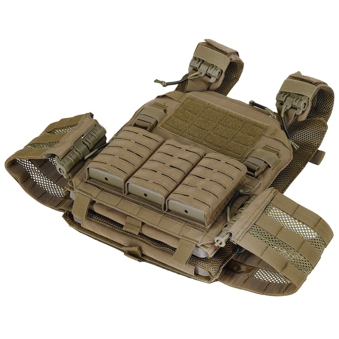 101 INC QR Plate Carrier Lasercut Molle-Plattentrger Weste oliv inkl. Dummy-Platten Bild 2
