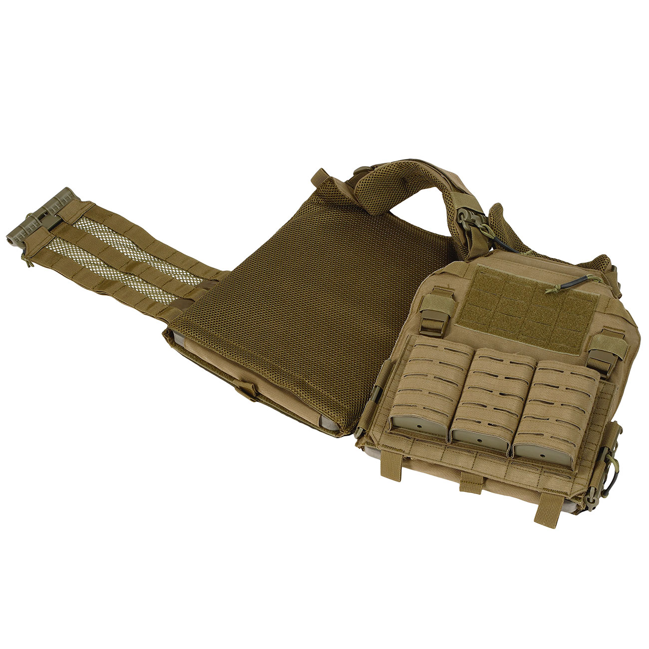 101 INC QR Plate Carrier Lasercut Molle-Plattentrger Weste oliv inkl. Dummy-Platten Bild 3