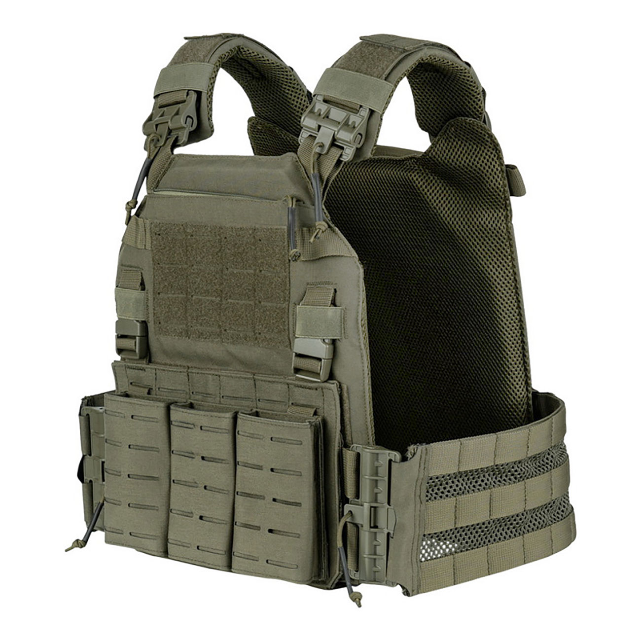101 INC QR Plate Carrier Lasercut Molle-Plattentr�ger Weste oliv inkl. Dummy-Platten Bild 2