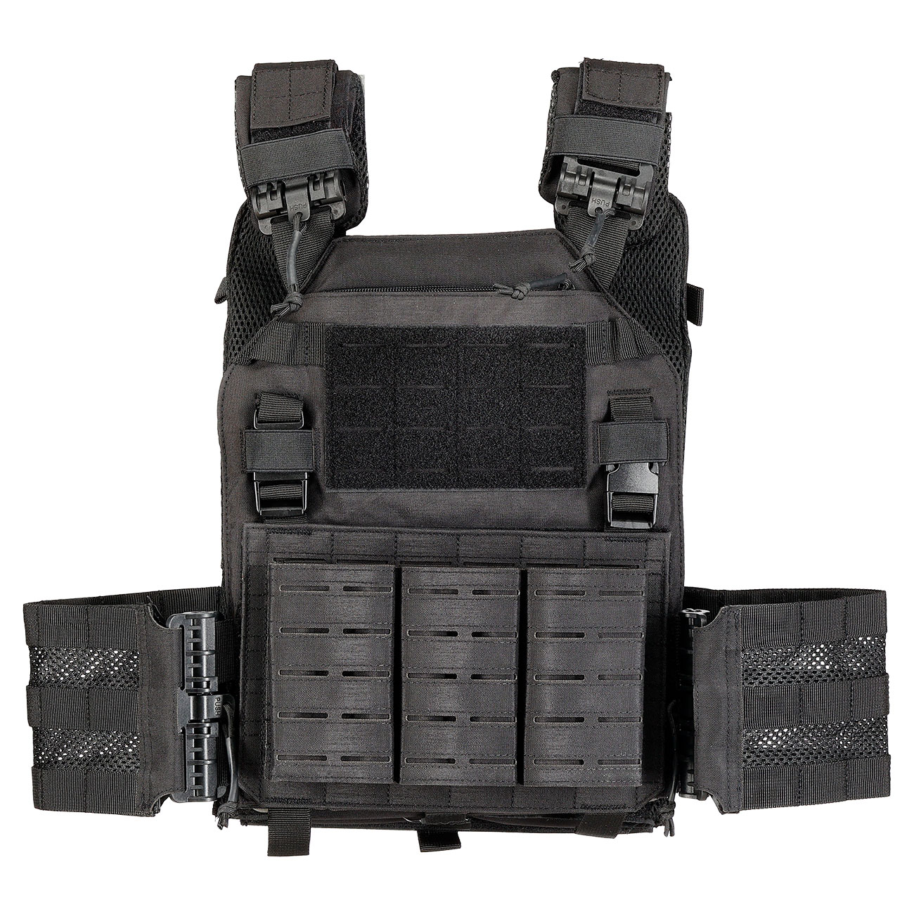 101 INC QR Plate Carrier Lasercut Molle-Plattentrger Weste schwarz inkl. Dummy-Platten