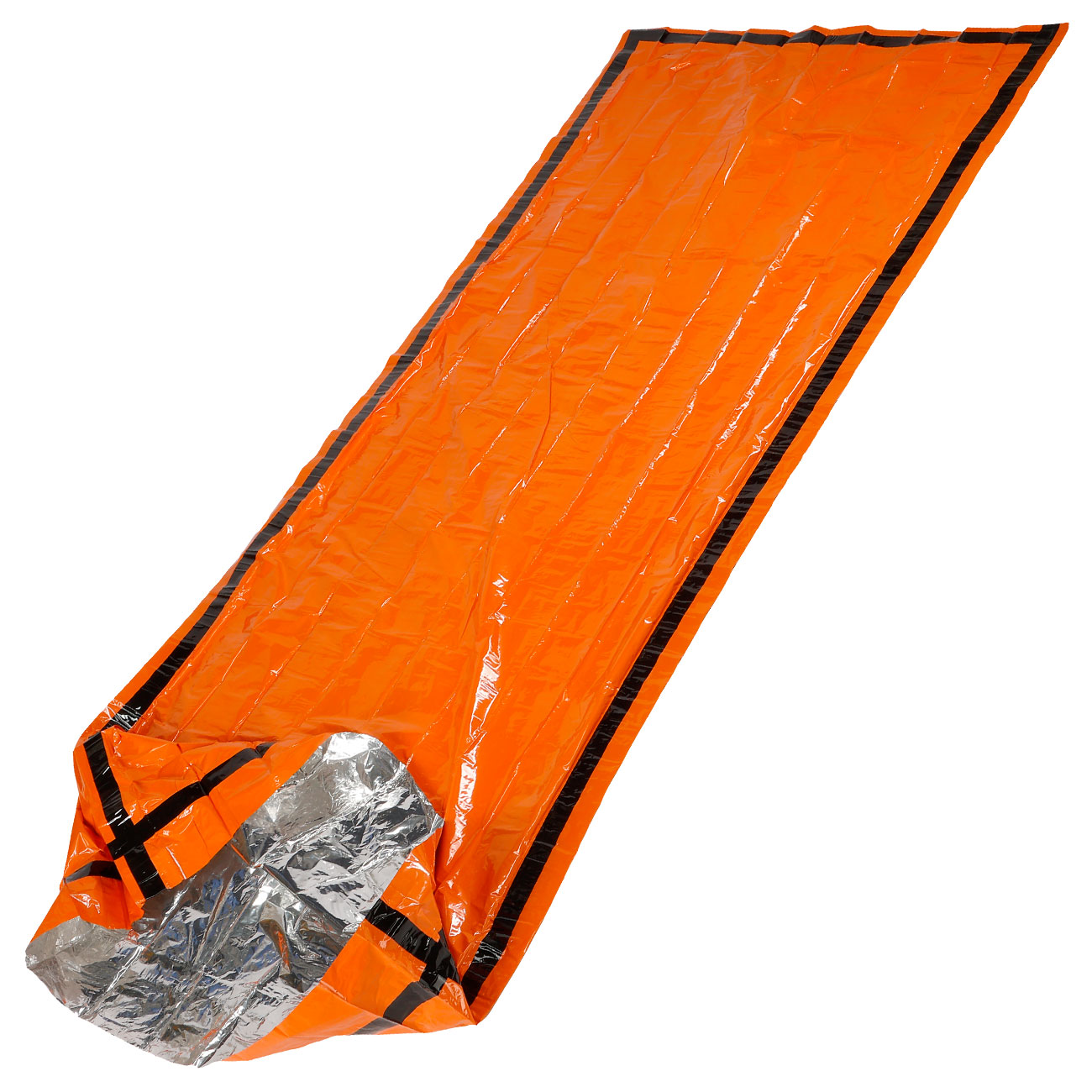 Fox Outdoor Notfall-Biwaksack orange inkl. Signalpfeife, Zndstahl, Schaber & Baumwollzunder Bild 2
