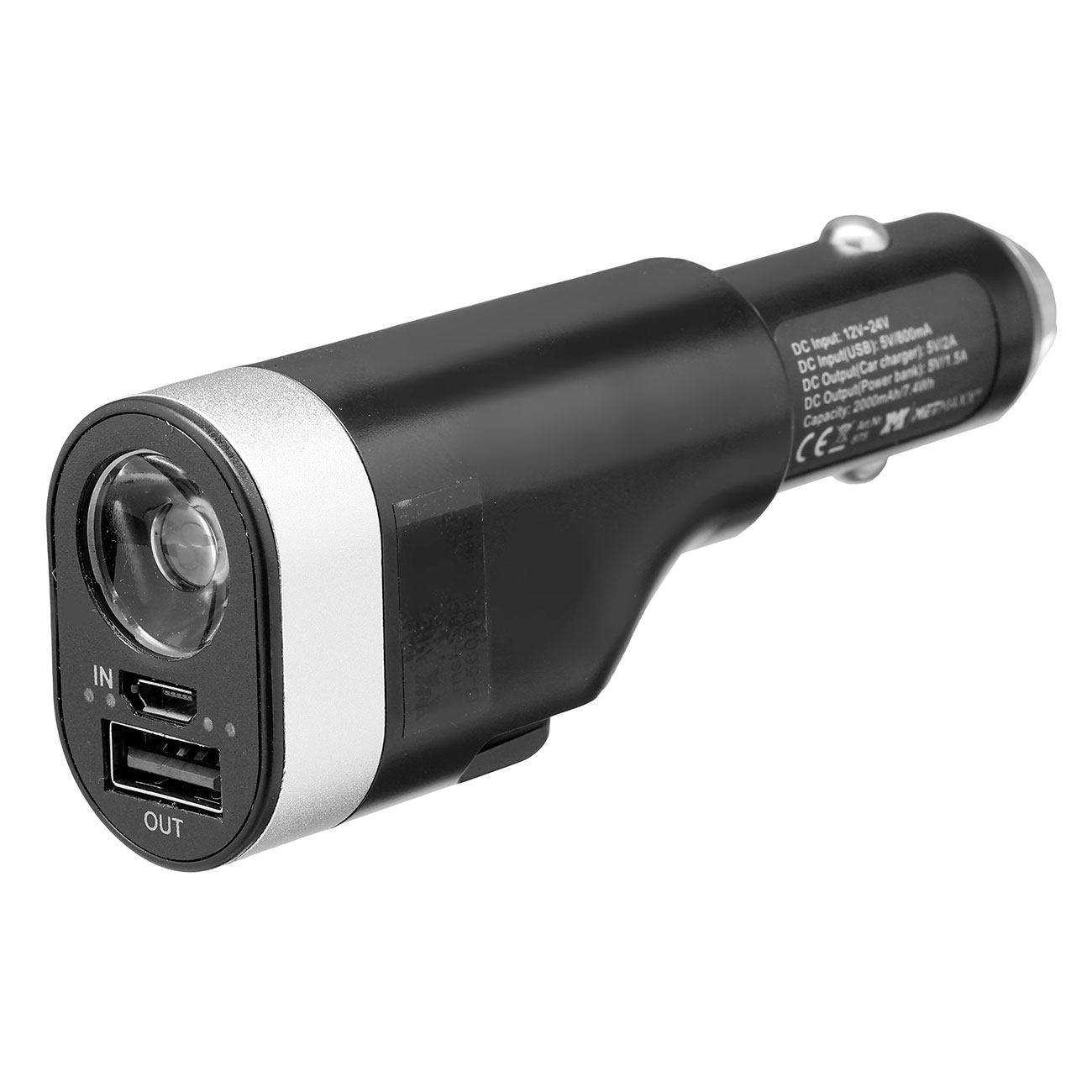 Ladegert CarCharger&Power inkl. Taschenlampe, Gurtschneider und USB Kabel