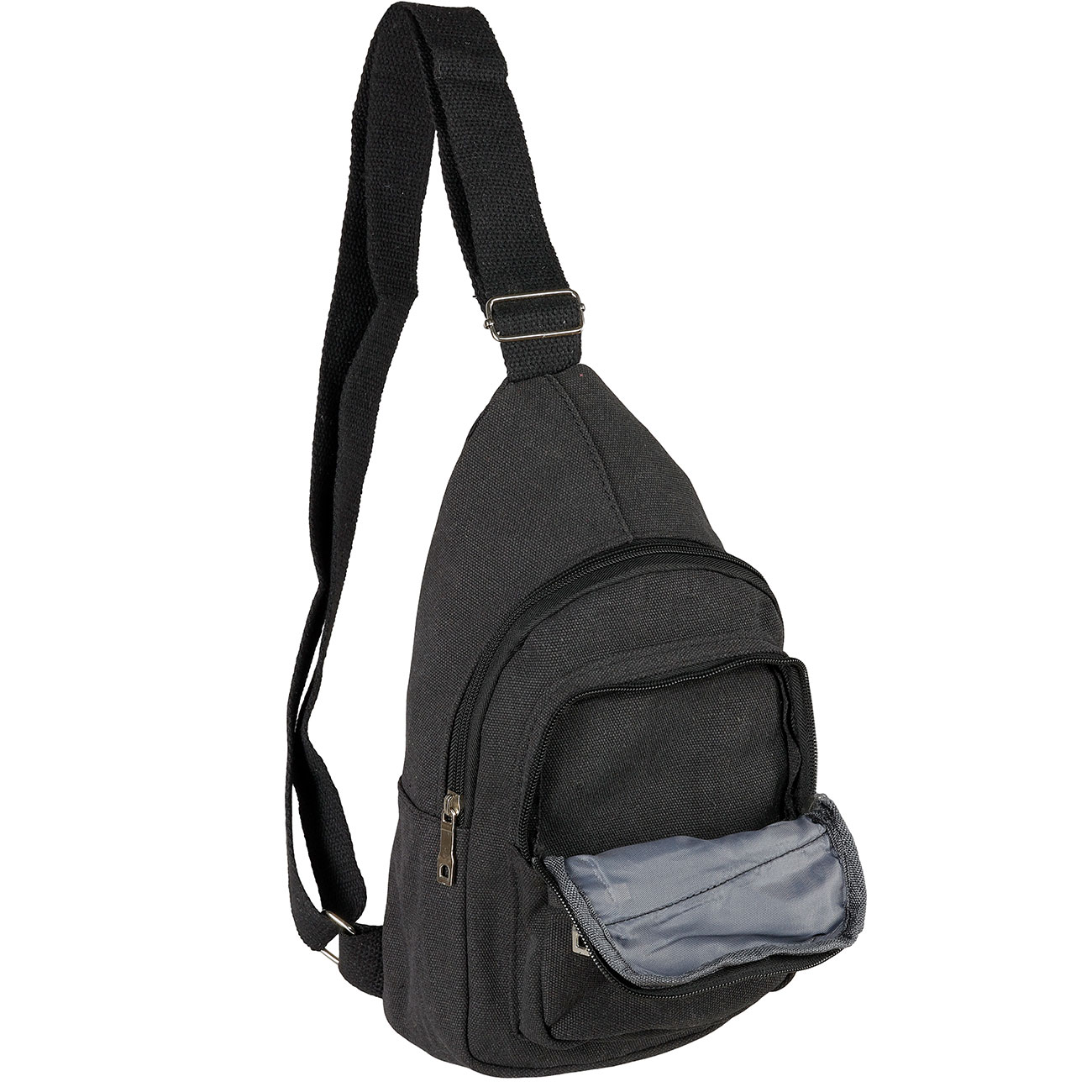 Kleine Schultertasche mit Trageriemen und mehreren Staufchern schwarz Bild 10