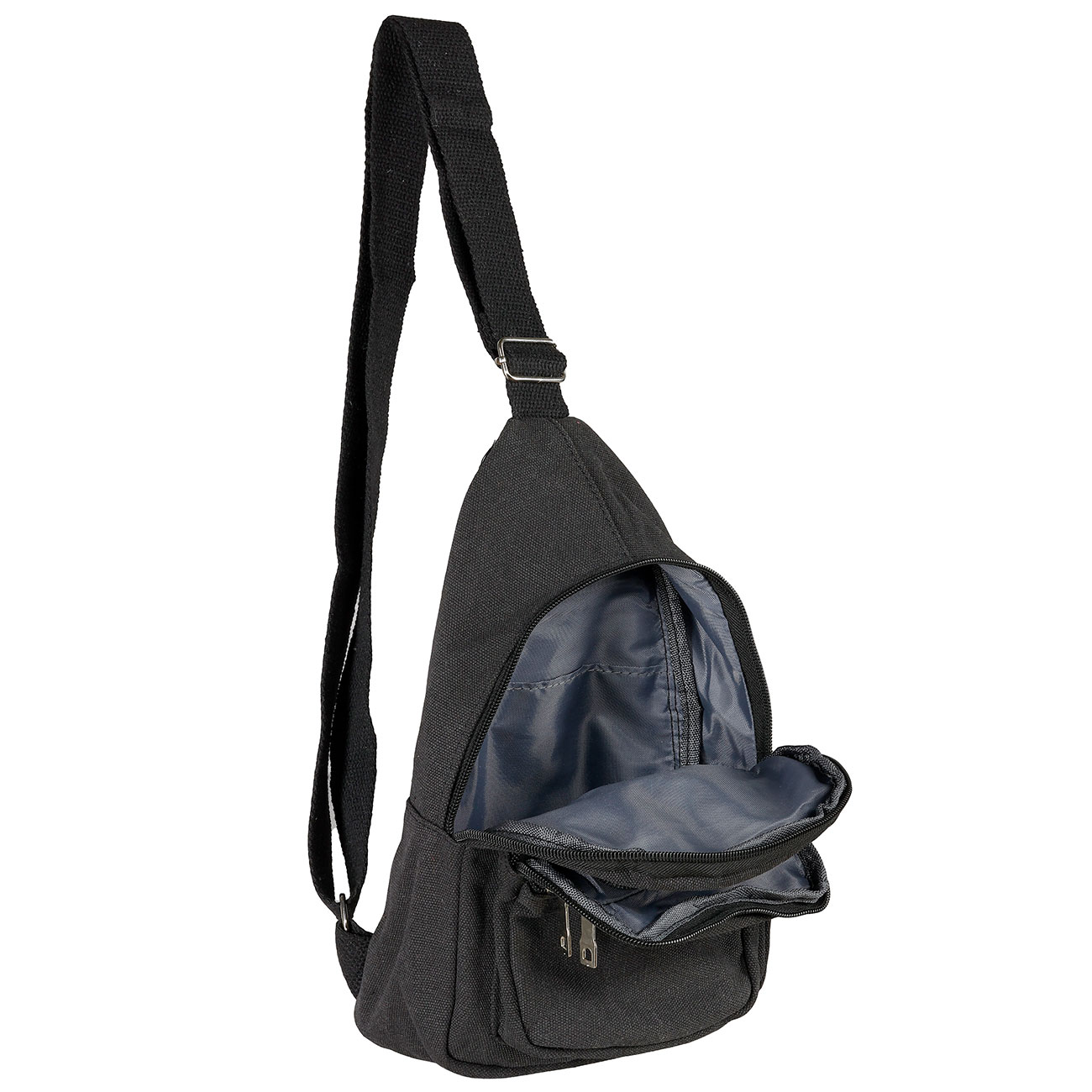 Kleine Schultertasche mit Trageriemen und mehreren Staufchern schwarz Bild 8