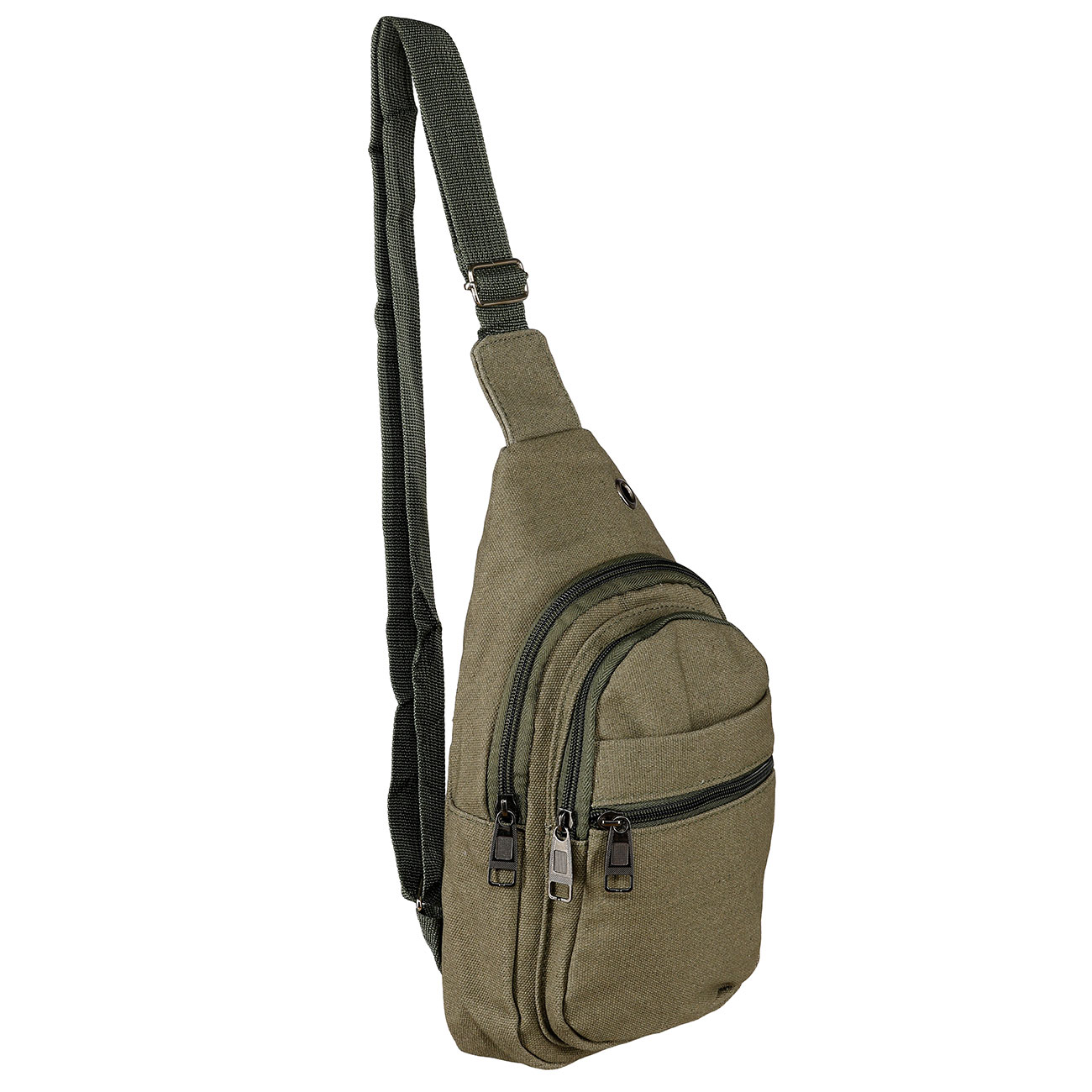 Kleine Schultertasche mit verstellbarem Trageriemen und mehreren Staufchern steingrau-oliv